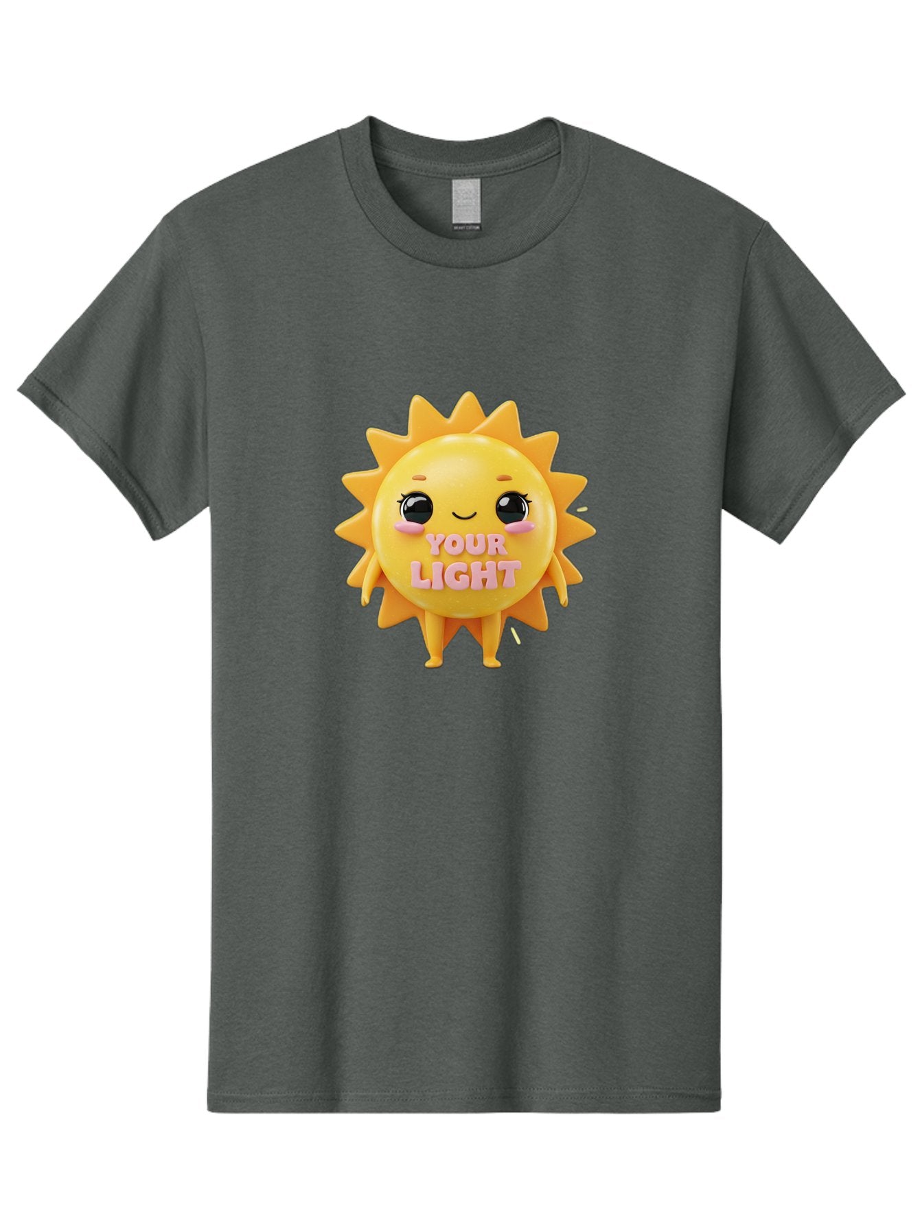 Your-Light Men'S Graphic Tee, 100% Cotton, Comfortable Casual Summer Wear, Machine Washable, Smiling Sun Character, Cute Cartoon Sun, Positive Vibes, Inspirational Quote, Sunshine Illustration, Happy Face, Yellow Sun, Inner Light Bae335 12