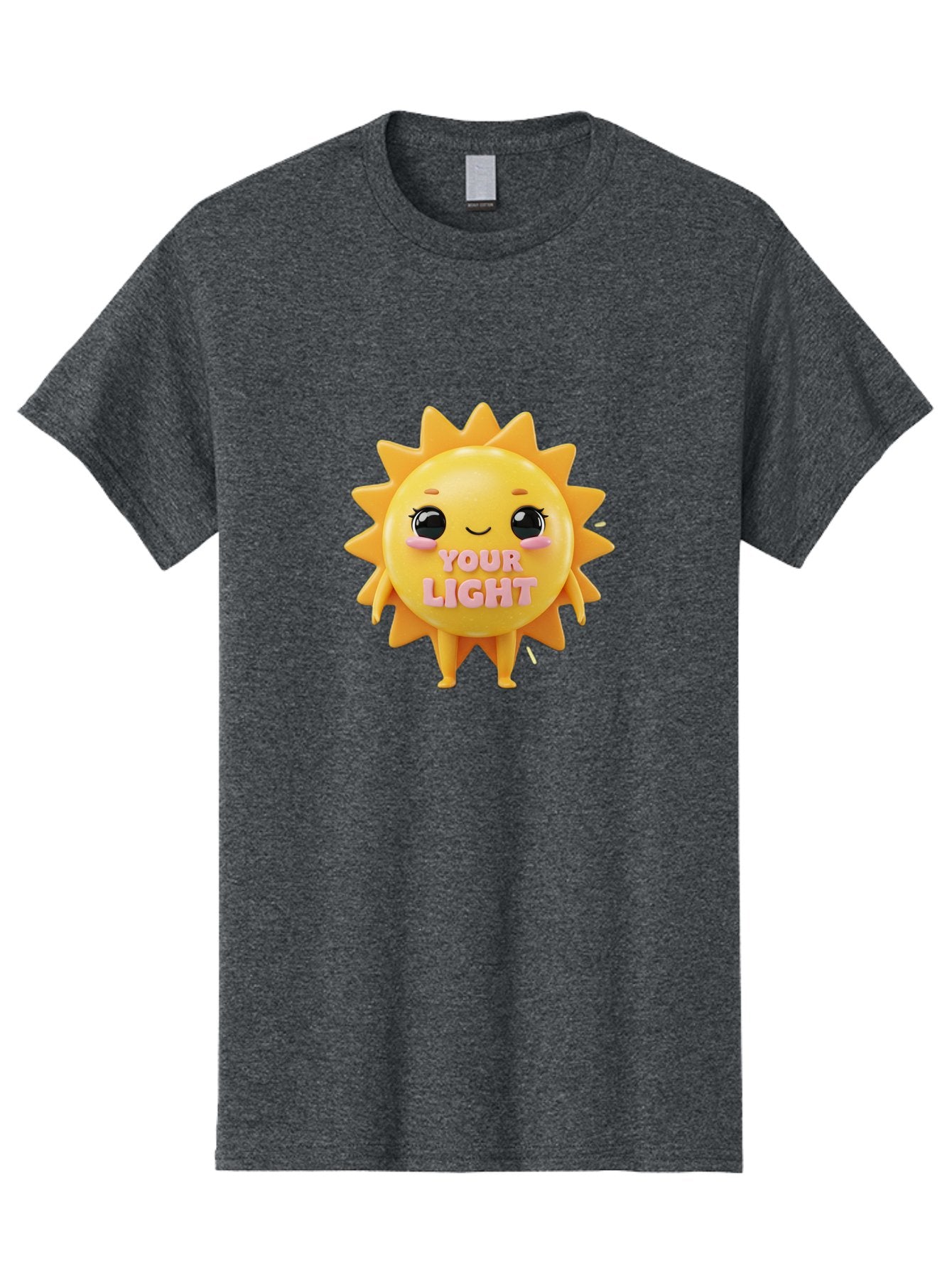 Your-Light Men'S Graphic Tee, 100% Cotton, Comfortable Casual Summer Wear, Machine Washable, Smiling Sun Character, Cute Cartoon Sun, Positive Vibes, Inspirational Quote, Sunshine Illustration, Happy Face, Yellow Sun, Inner Light Bae335 7