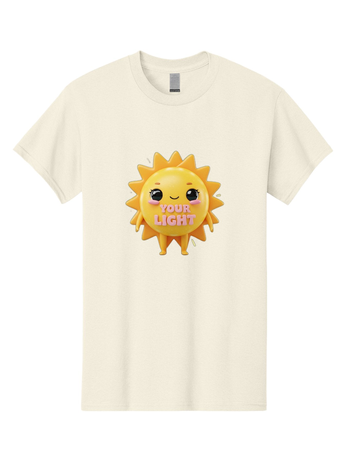 Your-Light Men'S Graphic Tee, 100% Cotton, Comfortable Casual Summer Wear, Machine Washable, Smiling Sun Character, Cute Cartoon Sun, Positive Vibes, Inspirational Quote, Sunshine Illustration, Happy Face, Yellow Sun, Inner Light Bae335 8