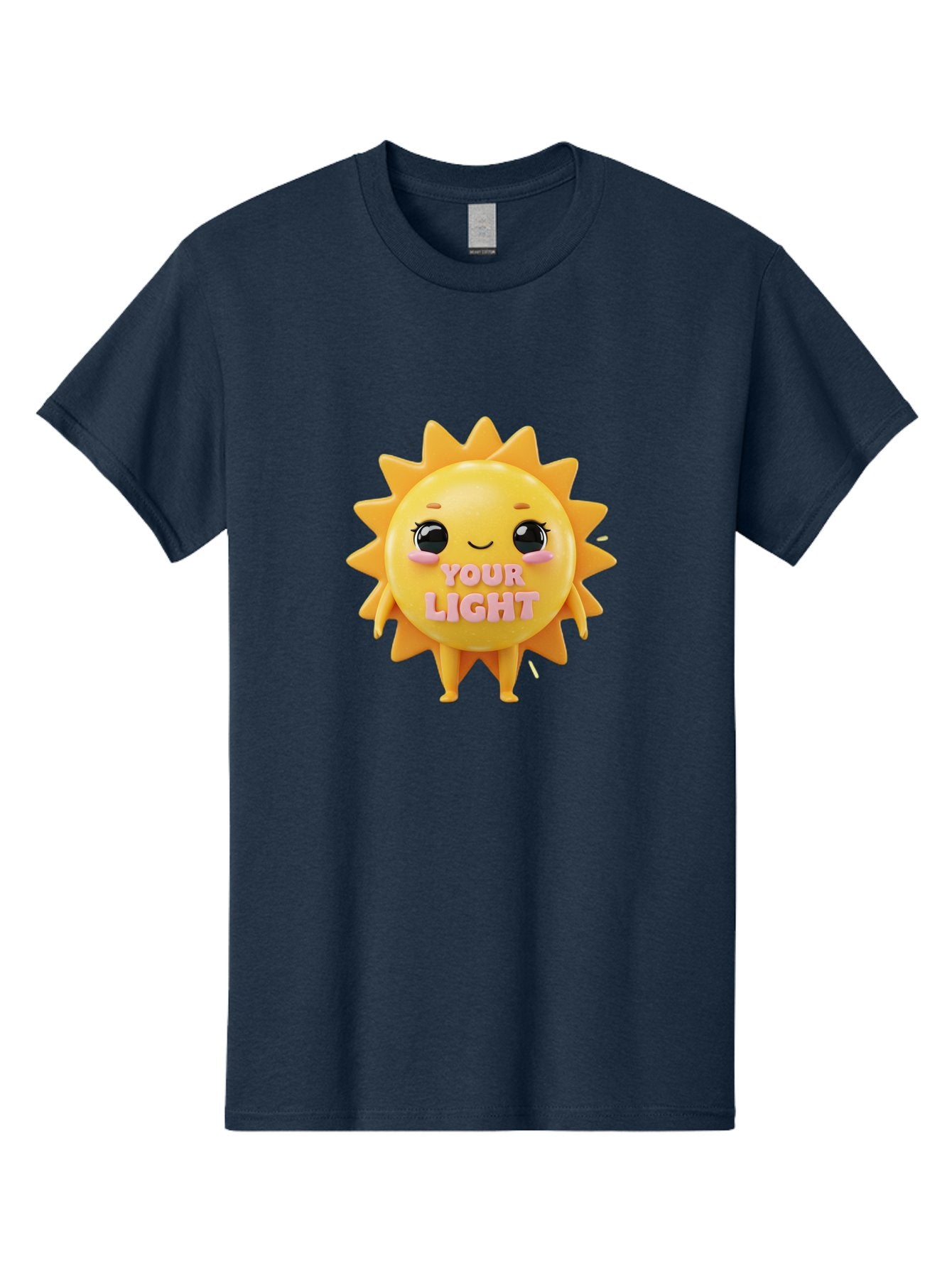 Your-Light Men'S Graphic Tee, 100% Cotton, Comfortable Casual Summer Wear, Machine Washable, Smiling Sun Character, Cute Cartoon Sun, Positive Vibes, Inspirational Quote, Sunshine Illustration, Happy Face, Yellow Sun, Inner Light Bae335 5