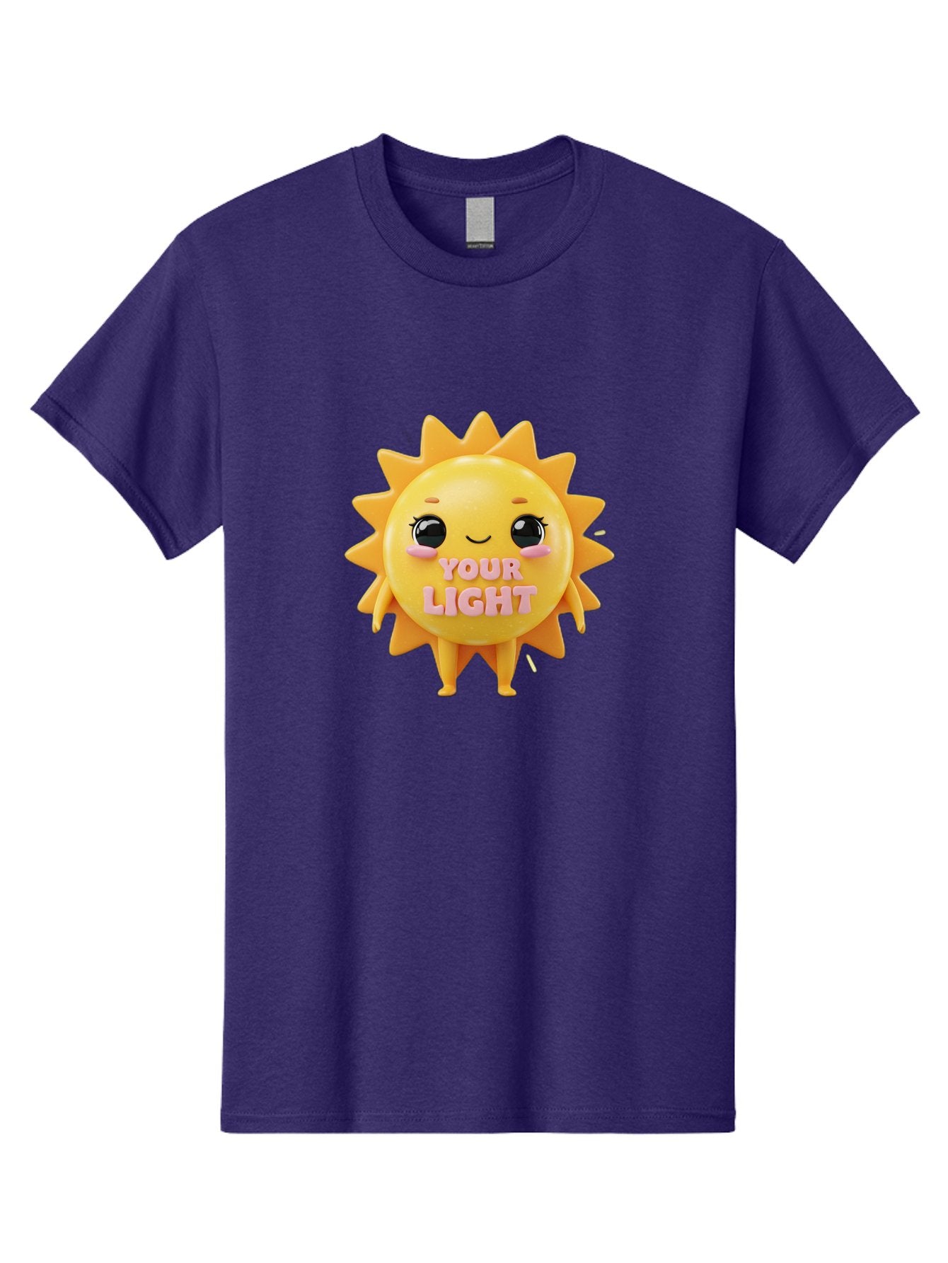 Your-Light Men'S Graphic Tee, 100% Cotton, Comfortable Casual Summer Wear, Machine Washable, Smiling Sun Character, Cute Cartoon Sun, Positive Vibes, Inspirational Quote, Sunshine Illustration, Happy Face, Yellow Sun, Inner Light Bae335 9