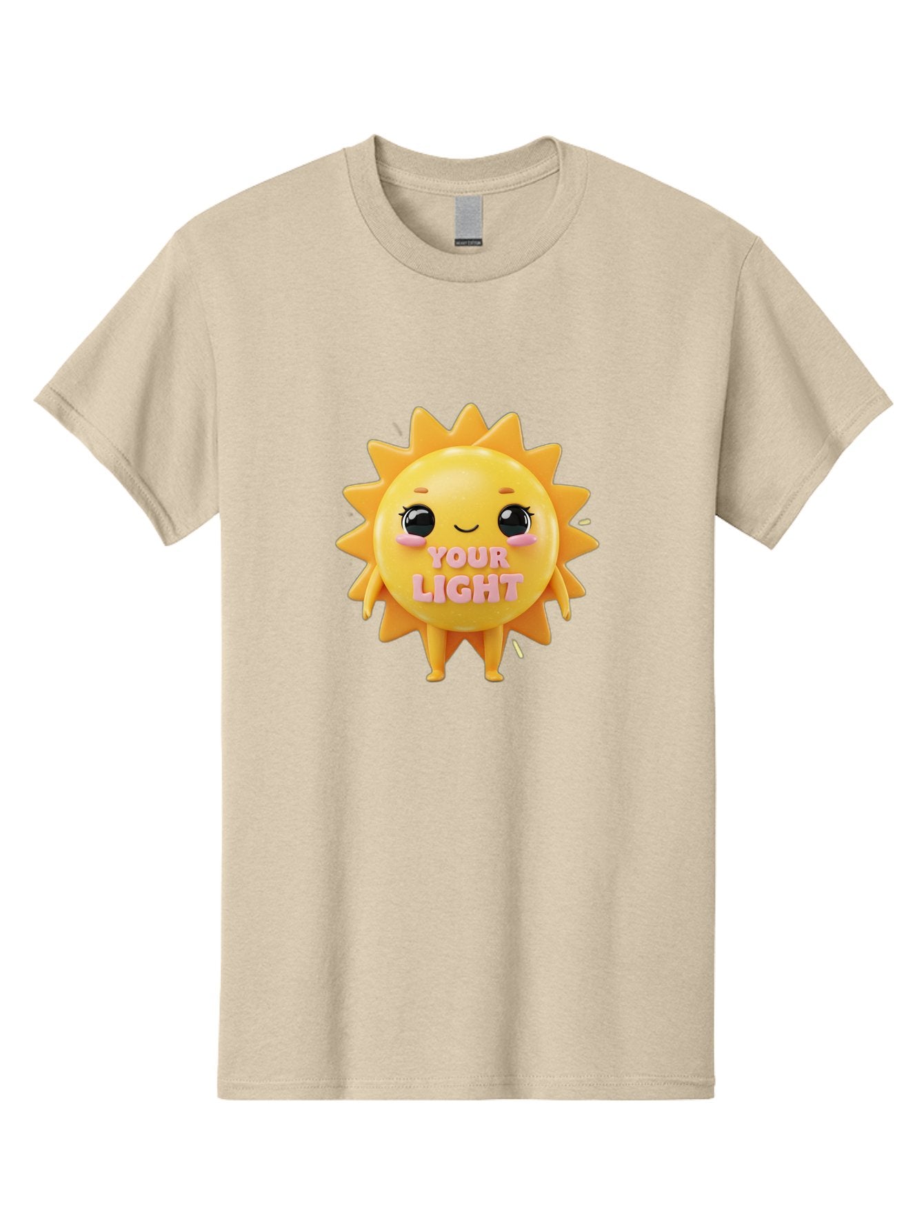 Your-Light Men'S Graphic Tee, 100% Cotton, Comfortable Casual Summer Wear, Machine Washable, Smiling Sun Character, Cute Cartoon Sun, Positive Vibes, Inspirational Quote, Sunshine Illustration, Happy Face, Yellow Sun, Inner Light Bae335 15