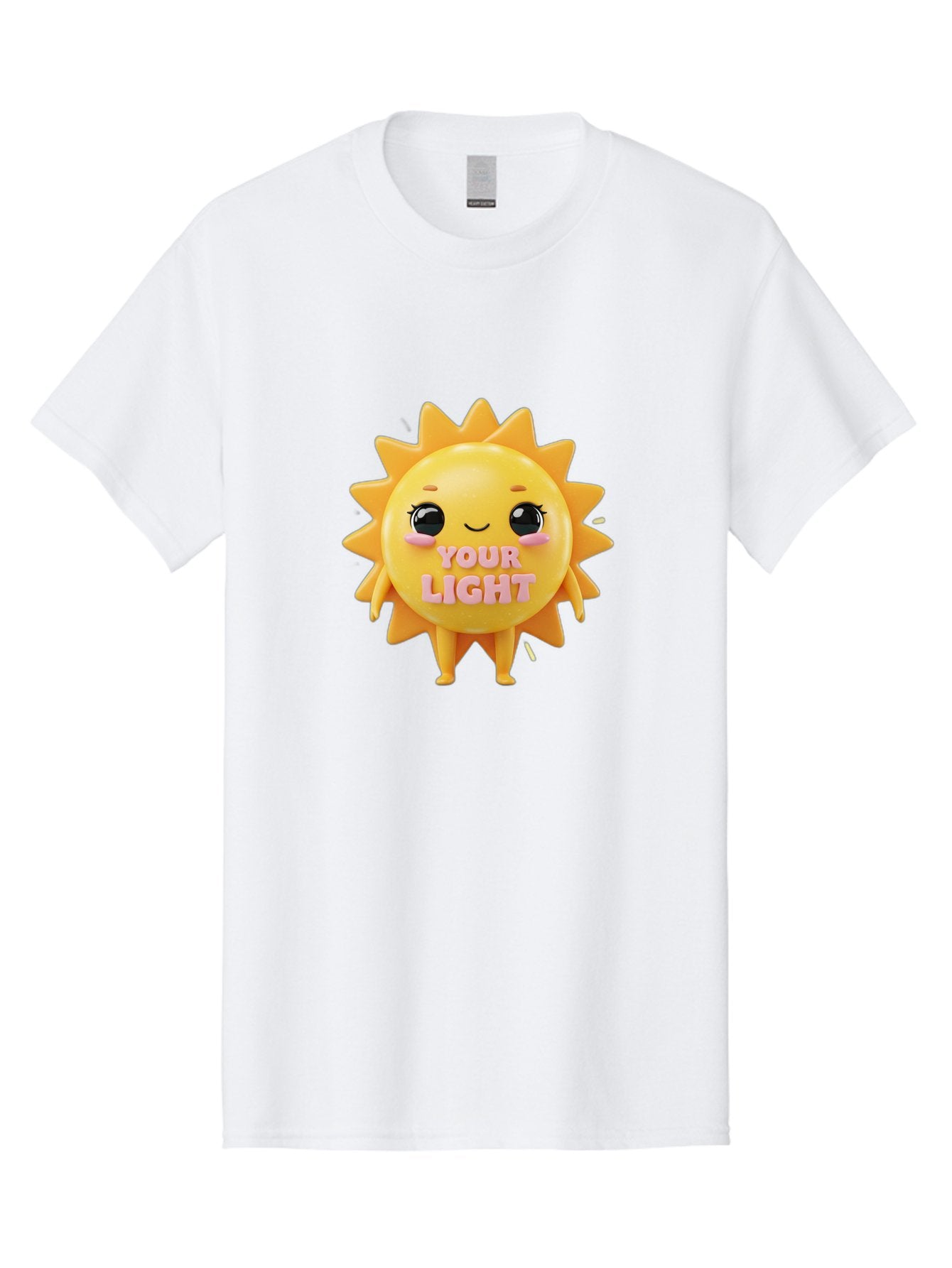 Your-Light Men'S Graphic Tee, 100% Cotton, Comfortable Casual Summer Wear, Machine Washable, Smiling Sun Character, Cute Cartoon Sun, Positive Vibes, Inspirational Quote, Sunshine Illustration, Happy Face, Yellow Sun, Inner Light Bae335 6