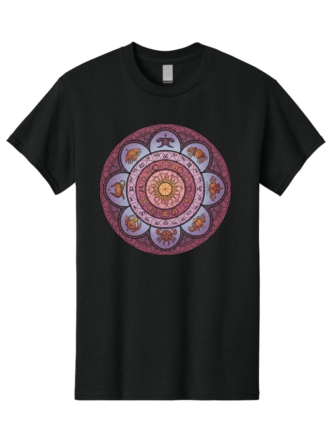 Zodiac-Circle-1 Men'S Graphic Tee, 100% Cotton, Comfortable Casual Summer Wear, Machine Washable, Zodiac Signs, Astrology Symbols, Celestial Wheel, Mandala Design, Spiritual Pattern, Mystical Art, Horoscope Chart, Esoteric Symbolism, Bae336 7