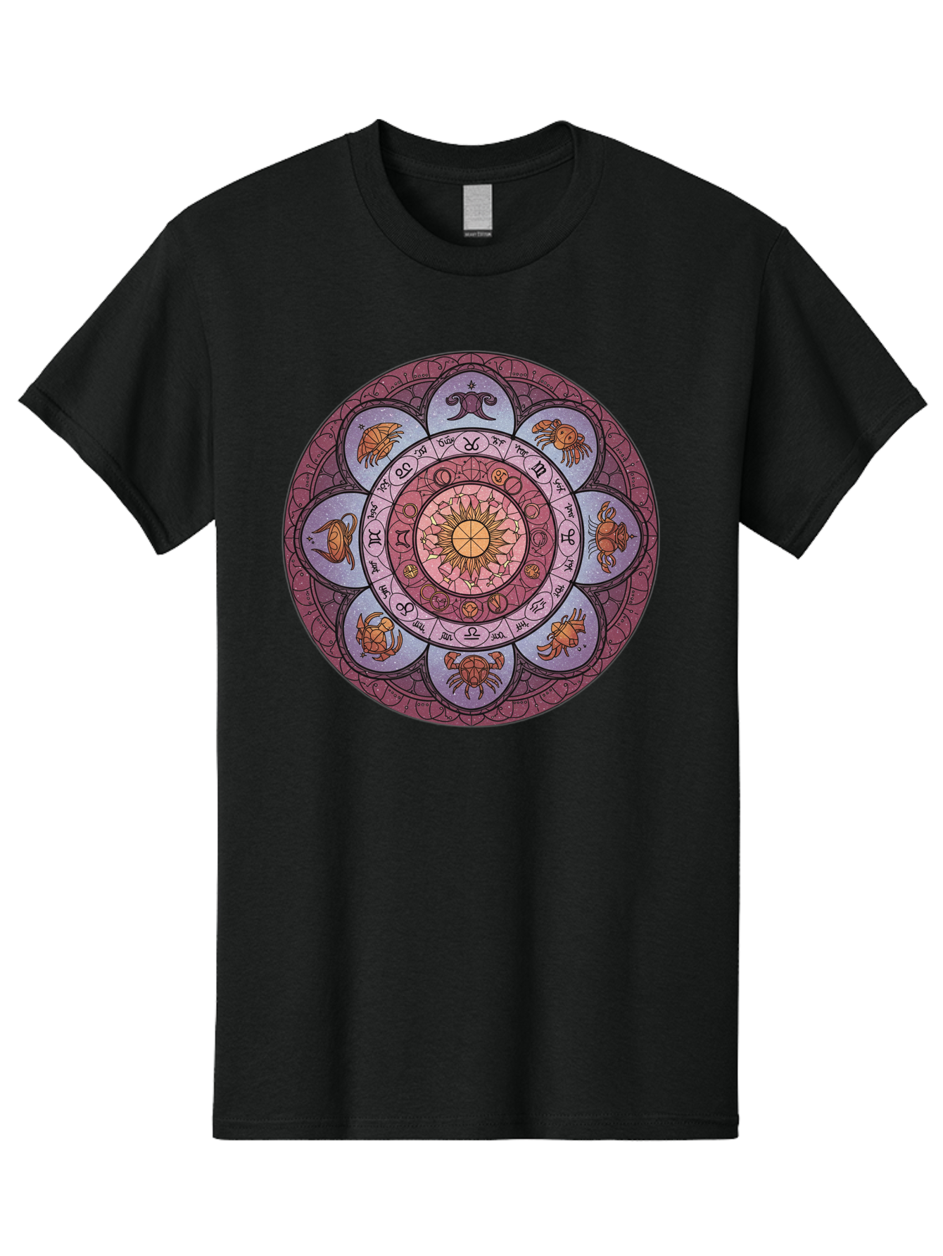 Zodiac-Circle-1 Men'S Graphic Tee, 100% Cotton, Comfortable Casual Summer Wear, Machine Washable, Zodiac Signs, Astrology Symbols, Celestial Wheel, Mandala Design, Spiritual Pattern, Mystical Art, Horoscope Chart, Esoteric Symbolism, Bae336 13