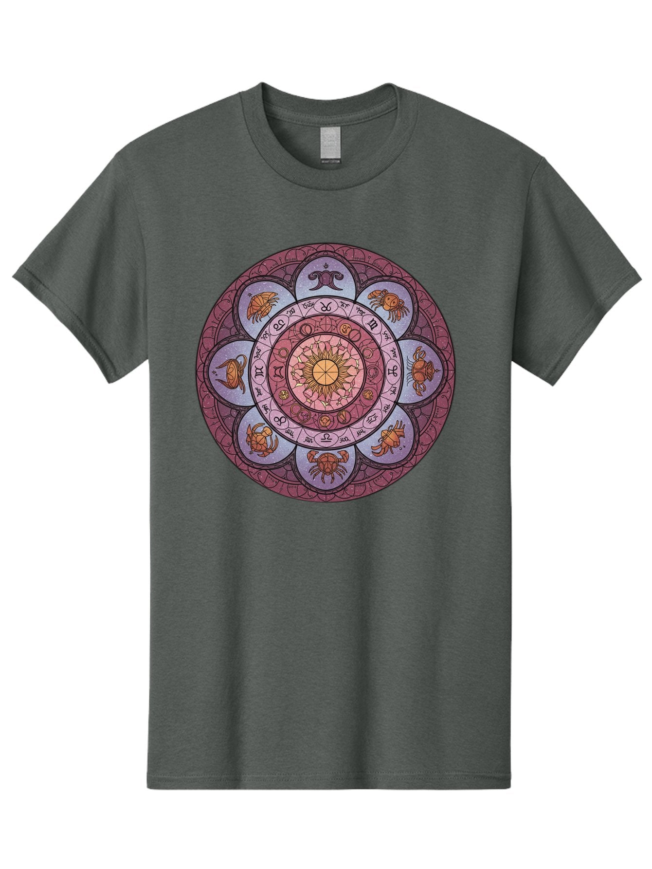 Zodiac-Circle-1 Men'S Graphic Tee, 100% Cotton, Comfortable Casual Summer Wear, Machine Washable, Zodiac Signs, Astrology Symbols, Celestial Wheel, Mandala Design, Spiritual Pattern, Mystical Art, Horoscope Chart, Esoteric Symbolism, Bae336 15