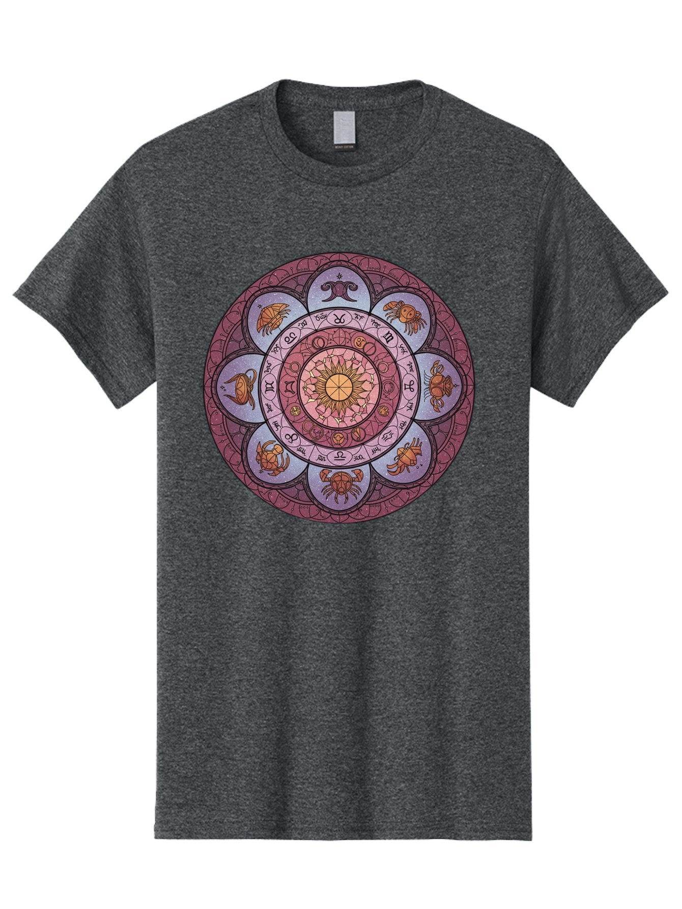 Zodiac-Circle-1 Men'S Graphic Tee, 100% Cotton, Comfortable Casual Summer Wear, Machine Washable, Zodiac Signs, Astrology Symbols, Celestial Wheel, Mandala Design, Spiritual Pattern, Mystical Art, Horoscope Chart, Esoteric Symbolism, Bae336 10