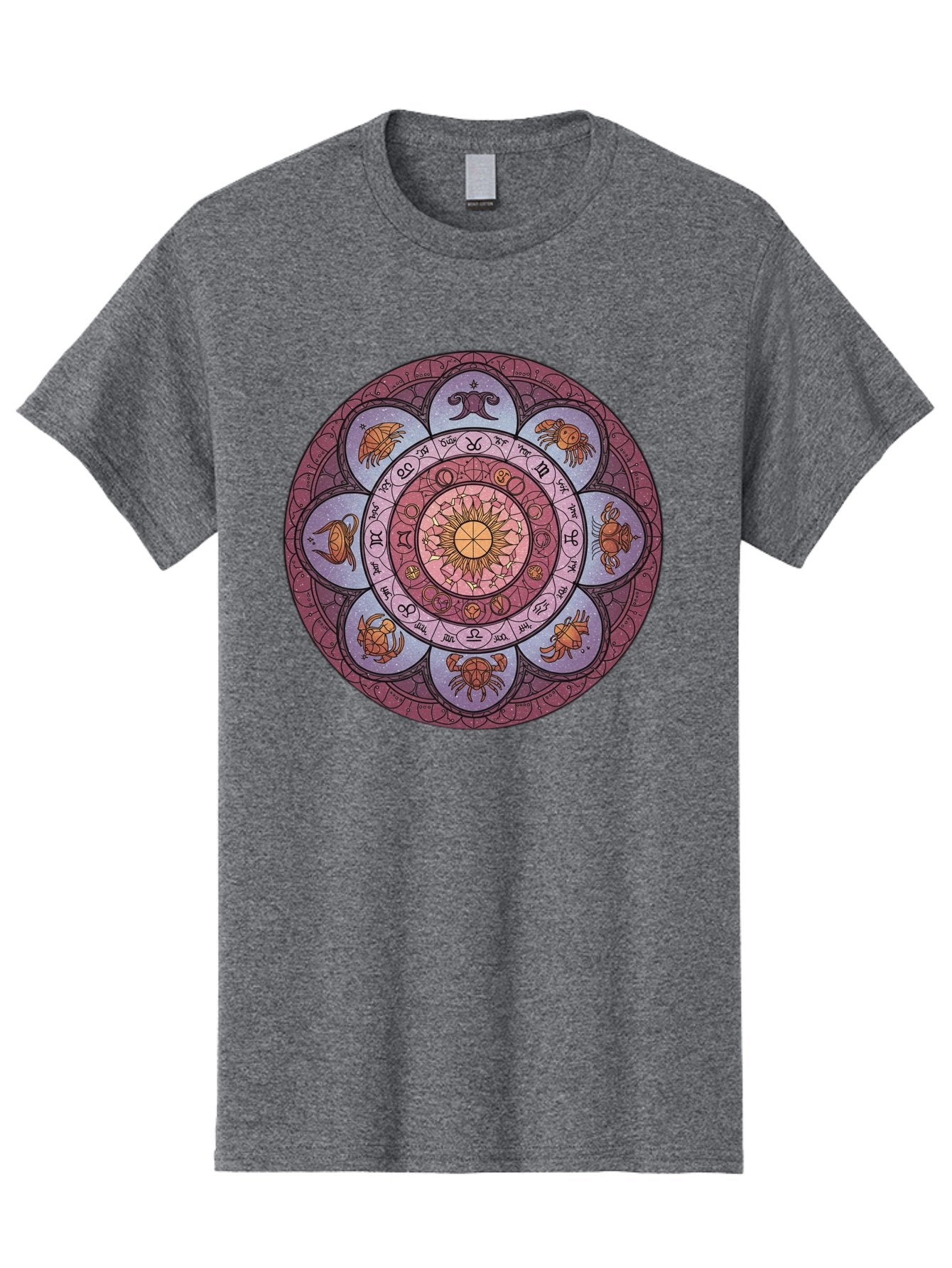 Zodiac-Circle-1 Men'S Graphic Tee, 100% Cotton, Comfortable Casual Summer Wear, Machine Washable, Zodiac Signs, Astrology Symbols, Celestial Wheel, Mandala Design, Spiritual Pattern, Mystical Art, Horoscope Chart, Esoteric Symbolism, Bae336 4