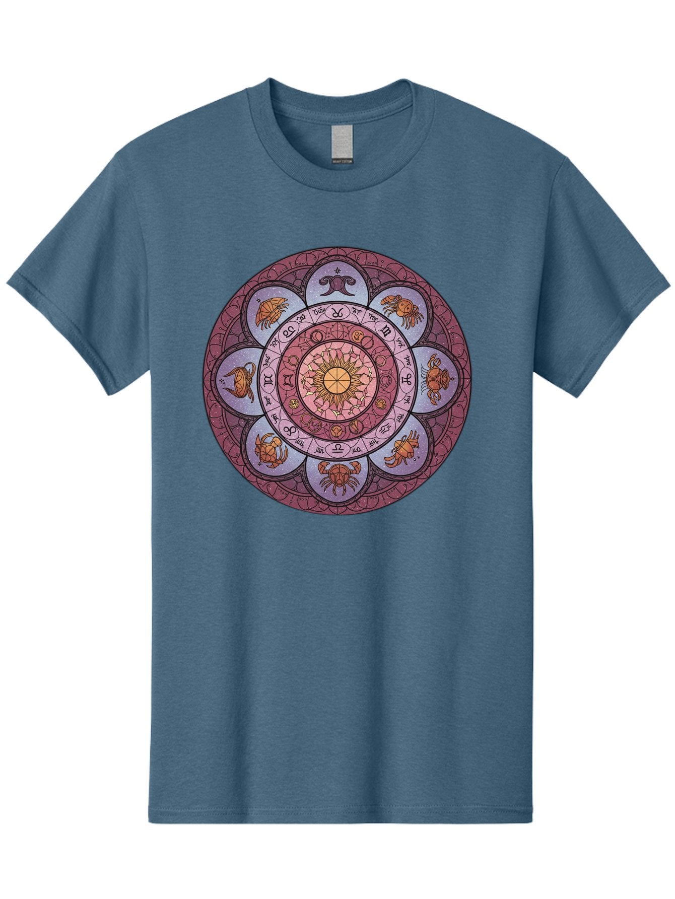 Zodiac-Circle-1 Men'S Graphic Tee, 100% Cotton, Comfortable Casual Summer Wear, Machine Washable, Zodiac Signs, Astrology Symbols, Celestial Wheel, Mandala Design, Spiritual Pattern, Mystical Art, Horoscope Chart, Esoteric Symbolism, Bae336 3