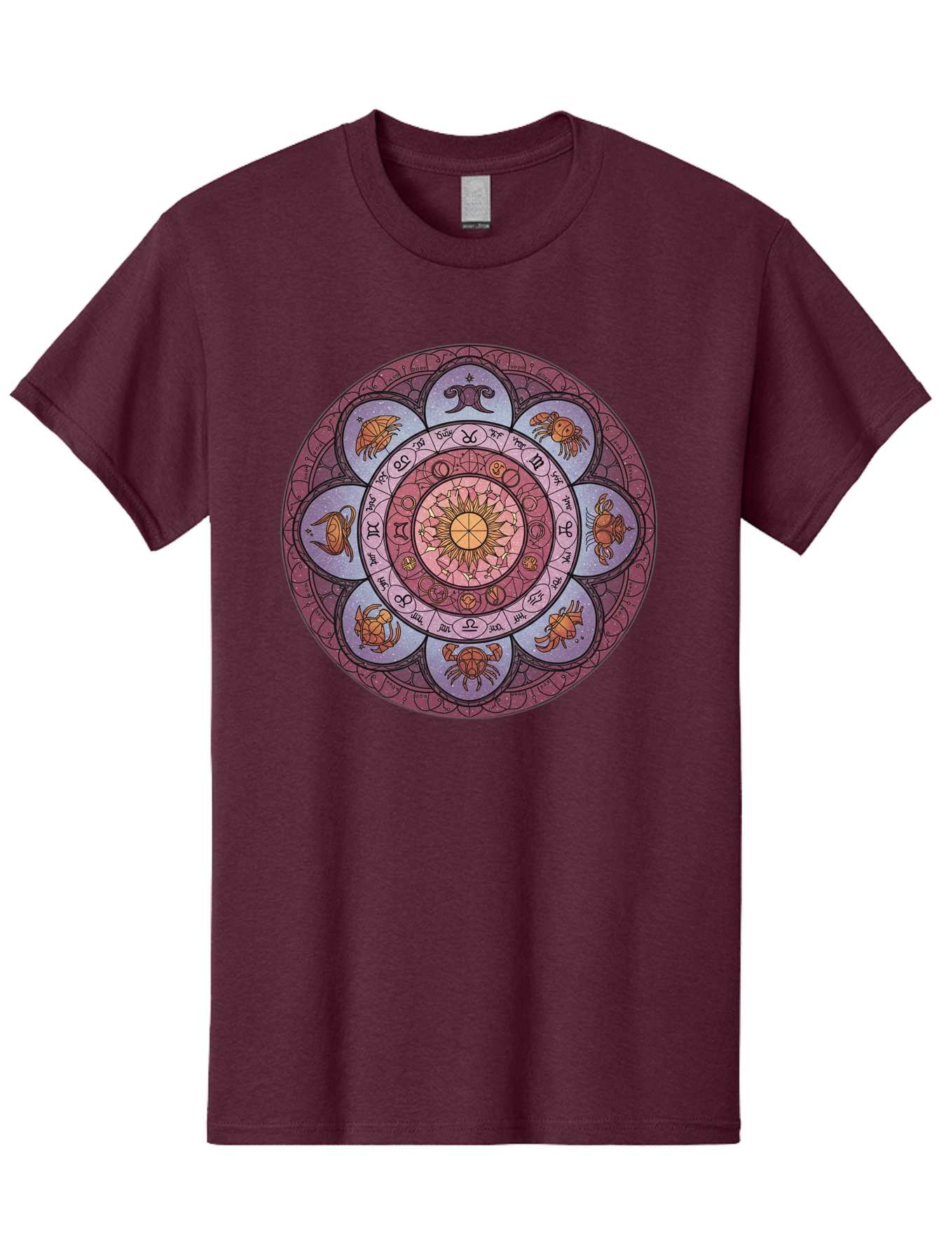 Zodiac-Circle-1 Men'S Graphic Tee, 100% Cotton, Comfortable Casual Summer Wear, Machine Washable, Zodiac Signs, Astrology Symbols, Celestial Wheel, Mandala Design, Spiritual Pattern, Mystical Art, Horoscope Chart, Esoteric Symbolism, Bae336 11