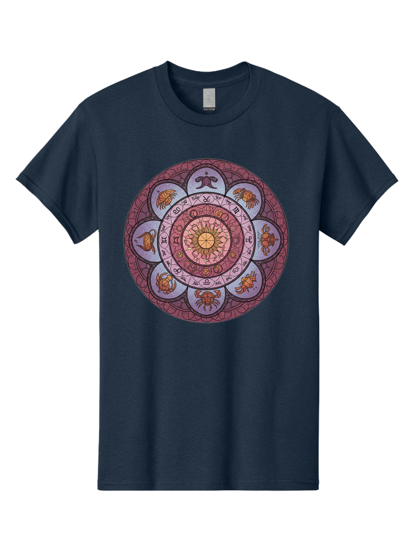 Zodiac-Circle-1 Men'S Graphic Tee, 100% Cotton, Comfortable Casual Summer Wear, Machine Washable, Zodiac Signs, Astrology Symbols, Celestial Wheel, Mandala Design, Spiritual Pattern, Mystical Art, Horoscope Chart, Esoteric Symbolism, Bae336 15