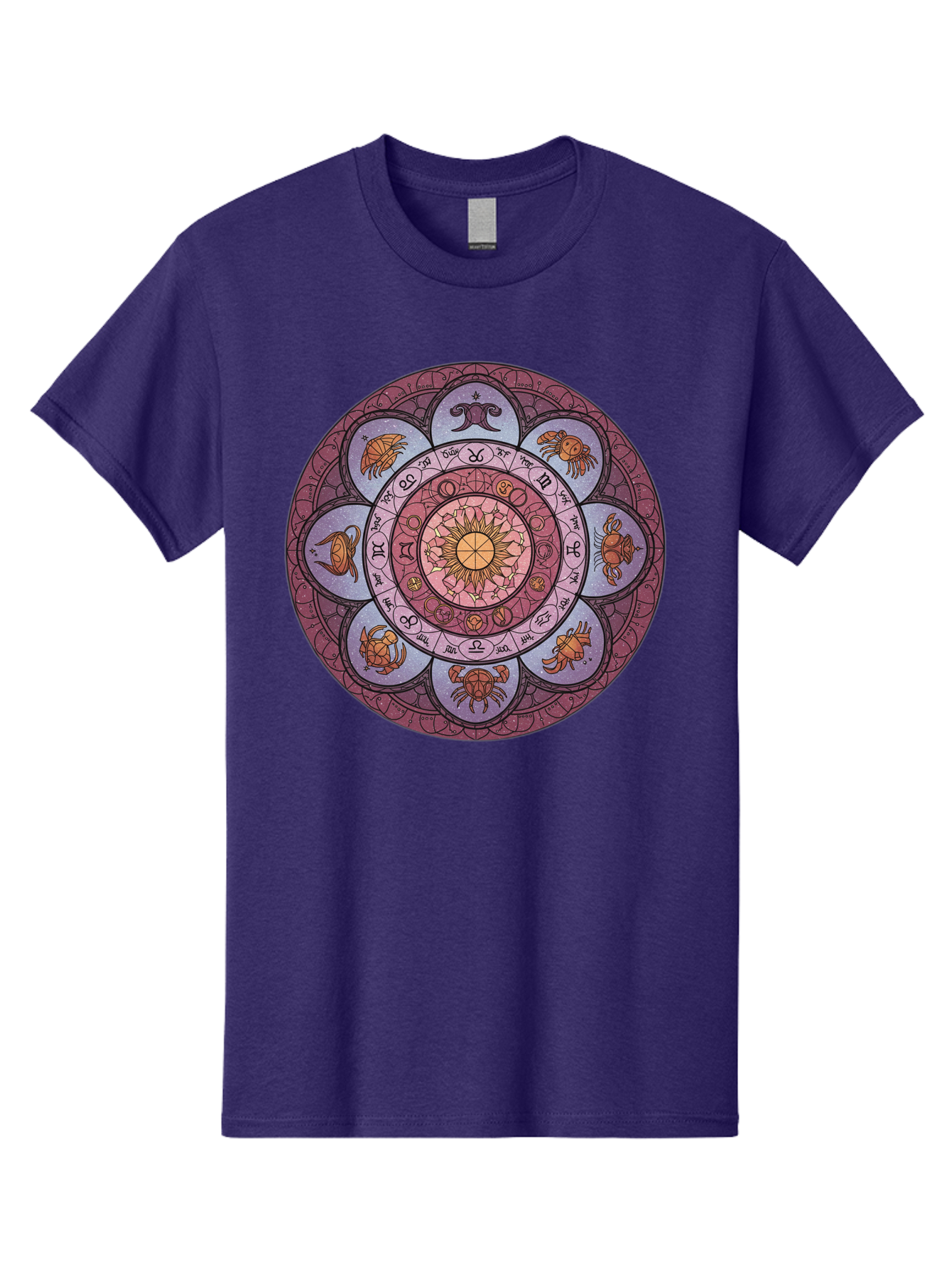 Zodiac-Circle-1 Men'S Graphic Tee, 100% Cotton, Comfortable Casual Summer Wear, Machine Washable, Zodiac Signs, Astrology Symbols, Celestial Wheel, Mandala Design, Spiritual Pattern, Mystical Art, Horoscope Chart, Esoteric Symbolism, Bae336 5