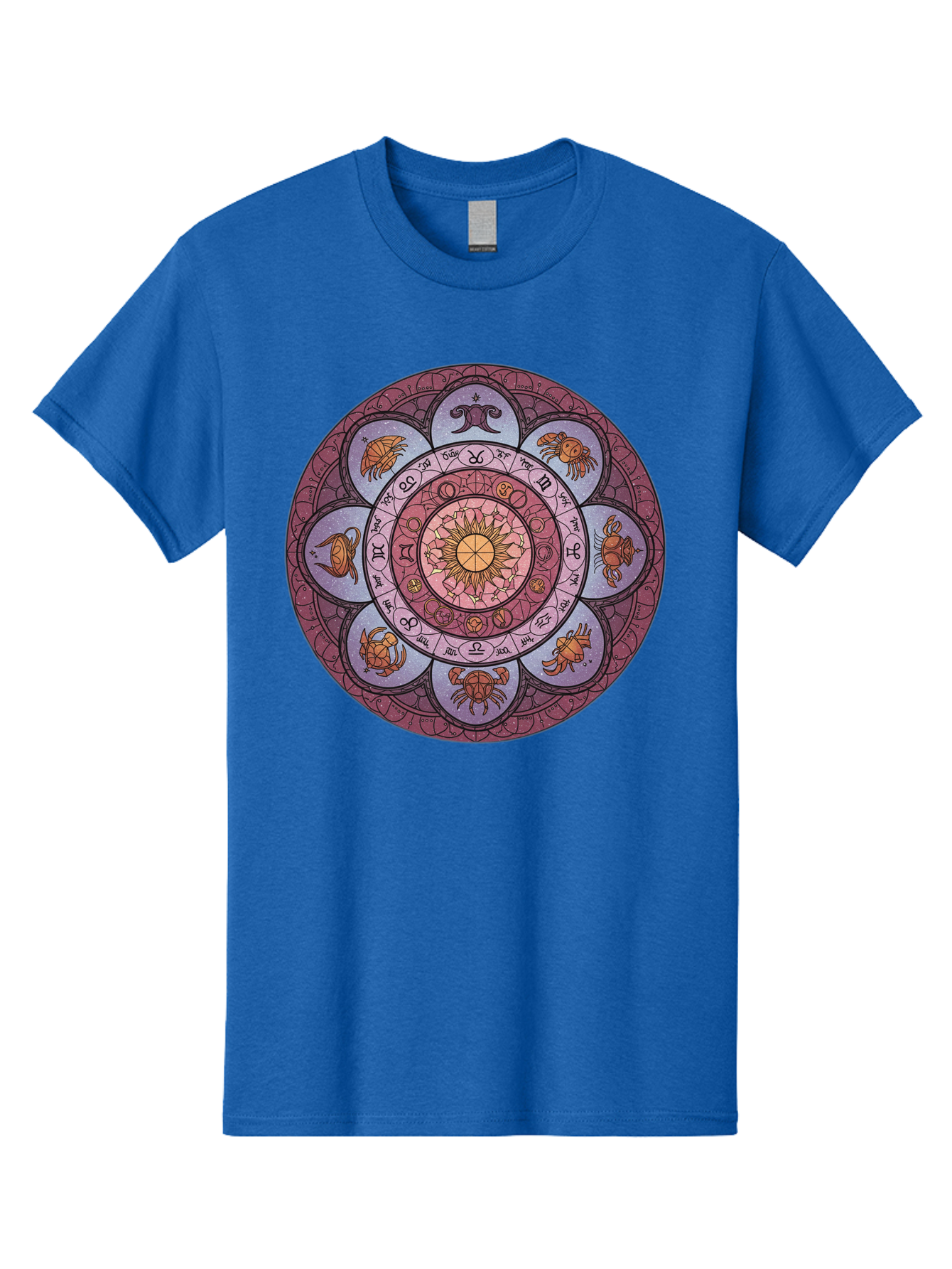 Zodiac-Circle-1 Men'S Graphic Tee, 100% Cotton, Comfortable Casual Summer Wear, Machine Washable, Zodiac Signs, Astrology Symbols, Celestial Wheel, Mandala Design, Spiritual Pattern, Mystical Art, Horoscope Chart, Esoteric Symbolism, Bae336 7