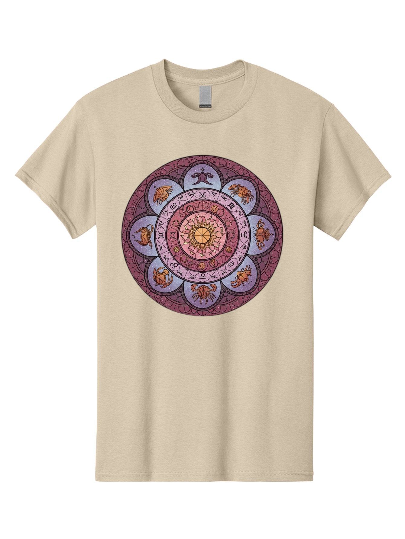 Zodiac-Circle-1 Men'S Graphic Tee, 100% Cotton, Comfortable Casual Summer Wear, Machine Washable, Zodiac Signs, Astrology Symbols, Celestial Wheel, Mandala Design, Spiritual Pattern, Mystical Art, Horoscope Chart, Esoteric Symbolism, Bae336 14