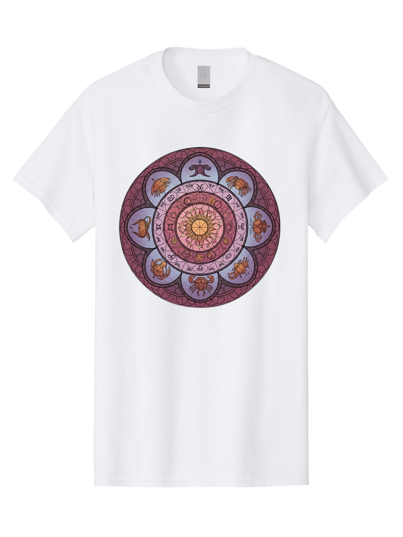 Zodiac-Circle-1 Men'S Graphic Tee, 100% Cotton, Comfortable Casual Summer Wear, Machine Washable, Zodiac Signs, Astrology Symbols, Celestial Wheel, Mandala Design, Spiritual Pattern, Mystical Art, Horoscope Chart, Esoteric Symbolism, Bae336 8