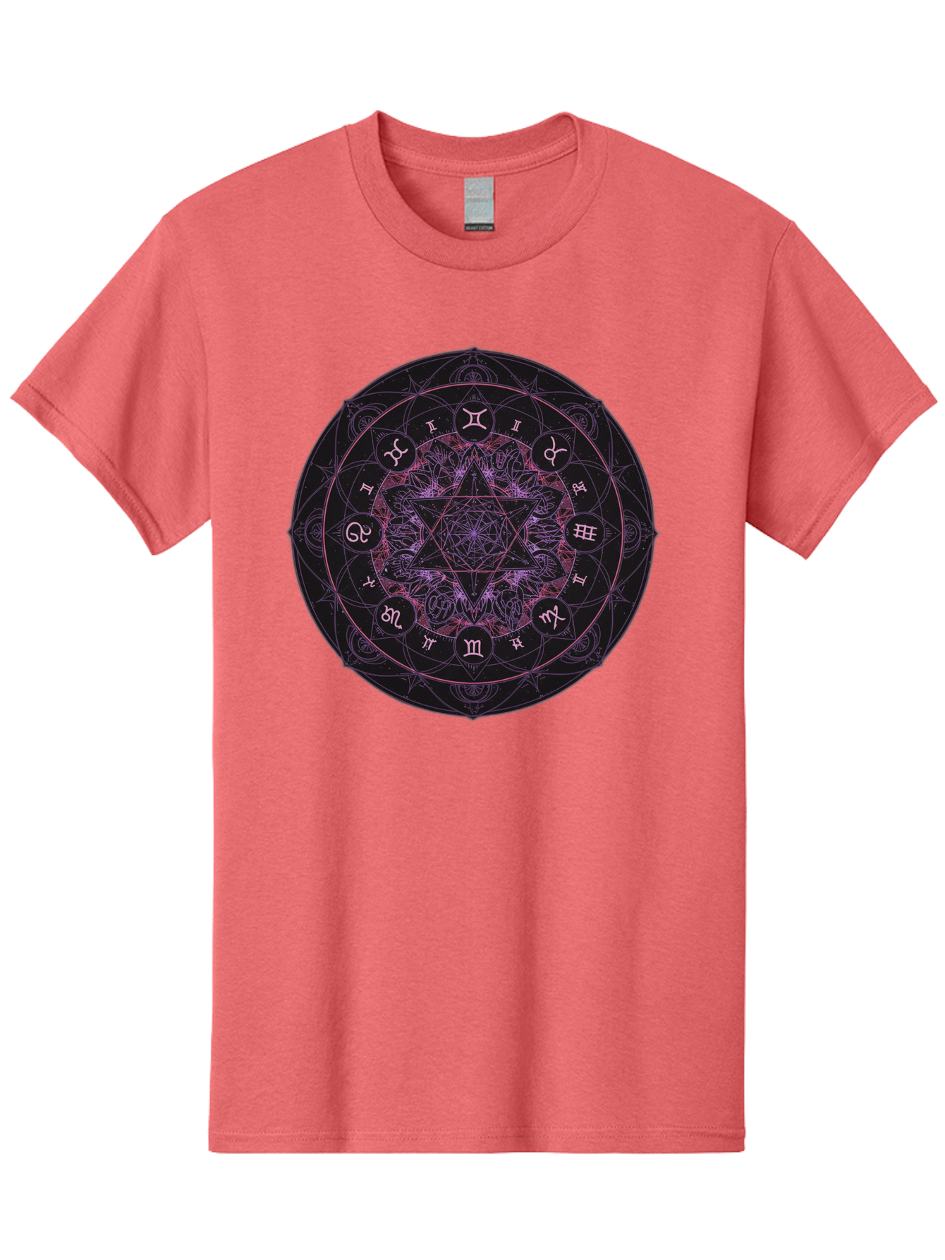 Zodiac-Mandala-1 Men'S Graphic Tee, 100% Cotton, Comfortable Casual Summer Wear, Machine Washable, Kabbalah Symbols, Zodiac Signs, Mystic Mandala, Sacred Geometry, Spiritual Art, Magical Symbols, Esoteric Wheel, Mystical Astrology Bae338