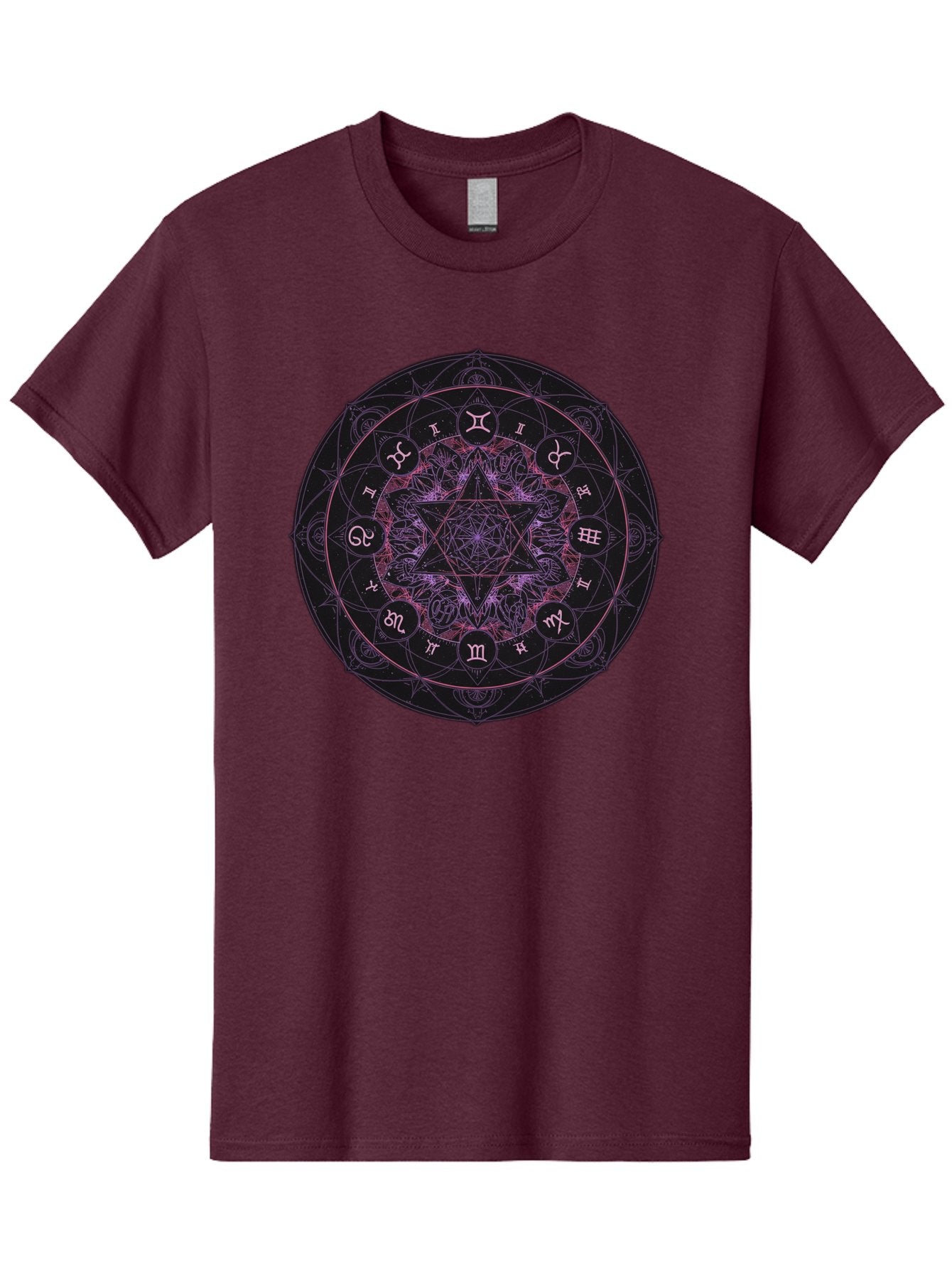 Zodiac-Mandala-1 Men'S Graphic Tee, 100% Cotton, Comfortable Casual Summer Wear, Machine Washable, Kabbalah Symbols, Zodiac Signs, Mystic Mandala, Sacred Geometry, Spiritual Art, Magical Symbols, Esoteric Wheel, Mystical Astrology Bae338