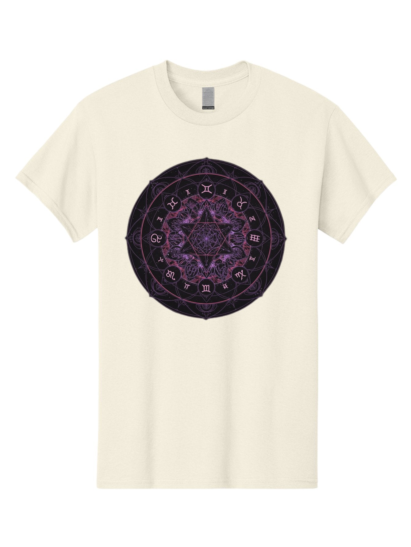 Zodiac-Mandala-1 Men'S Graphic Tee, 100% Cotton, Comfortable Casual Summer Wear, Machine Washable, Kabbalah Symbols, Zodiac Signs, Mystic Mandala, Sacred Geometry, Spiritual Art, Magical Symbols, Esoteric Wheel, Mystical Astrology Bae338