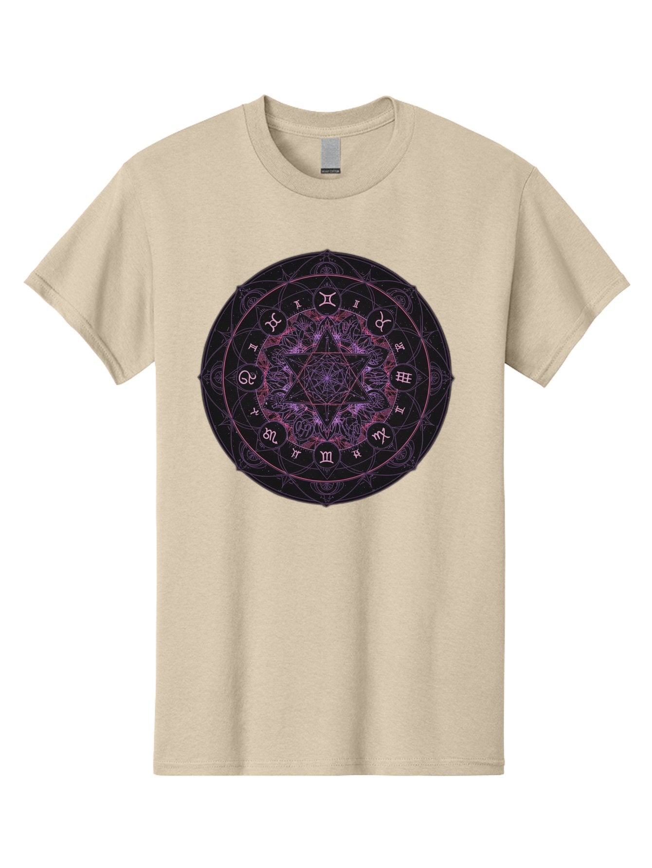 Zodiac-Mandala-1 Men'S Graphic Tee, 100% Cotton, Comfortable Casual Summer Wear, Machine Washable, Kabbalah Symbols, Zodiac Signs, Mystic Mandala, Sacred Geometry, Spiritual Art, Magical Symbols, Esoteric Wheel, Mystical Astrology Bae338 15