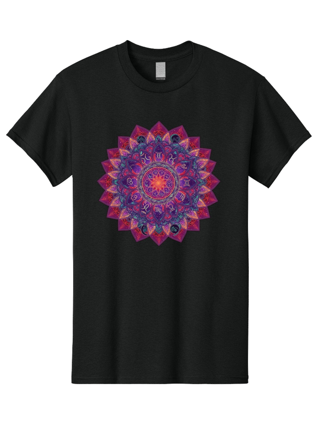 Zodiac-Mandala-2 Men'S Graphic Tee, 100% Cotton, Comfortable Casual Summer Wear, Machine Washable, Zodiac Signs, Astrology Symbols, Mandala Art, Spiritual Design, Mystical Patterns, Colorful Mandala, Intricate Details, Symbolic Representation, Bae339 3