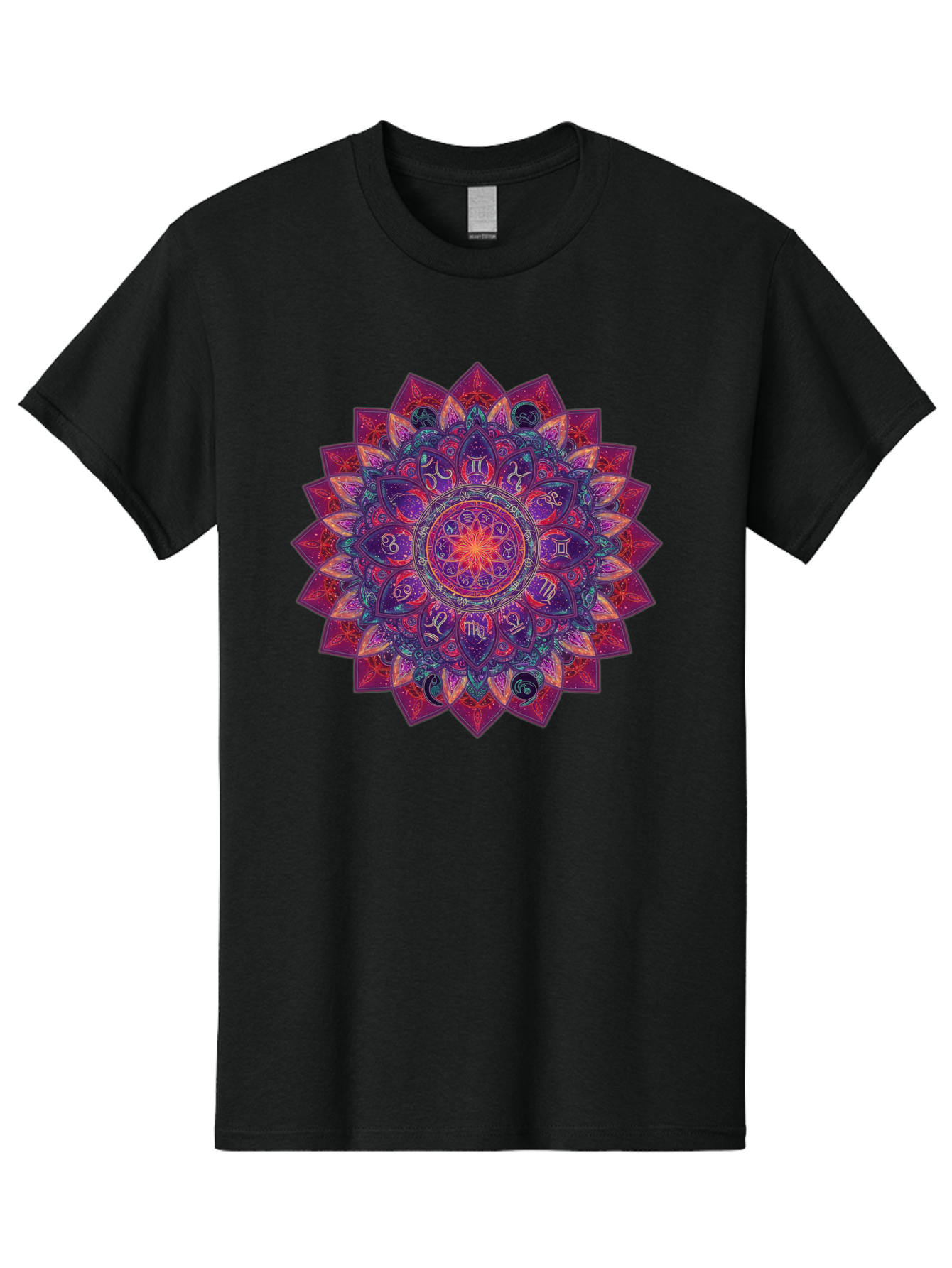 Zodiac-Mandala-2 Men'S Graphic Tee, 100% Cotton, Comfortable Casual Summer Wear, Machine Washable, Zodiac Signs, Astrology Symbols, Mandala Art, Spiritual Design, Mystical Patterns, Colorful Mandala, Intricate Details, Symbolic Representation, Bae339 9