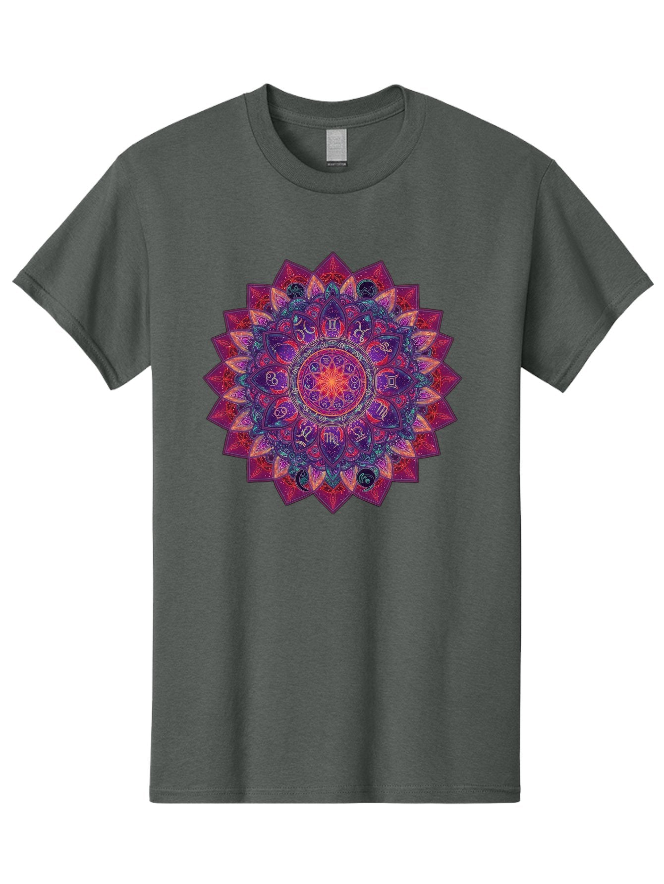 Zodiac-Mandala-2 Men'S Graphic Tee, 100% Cotton, Comfortable Casual Summer Wear, Machine Washable, Zodiac Signs, Astrology Symbols, Mandala Art, Spiritual Design, Mystical Patterns, Colorful Mandala, Intricate Details, Symbolic Representation, Bae339 10