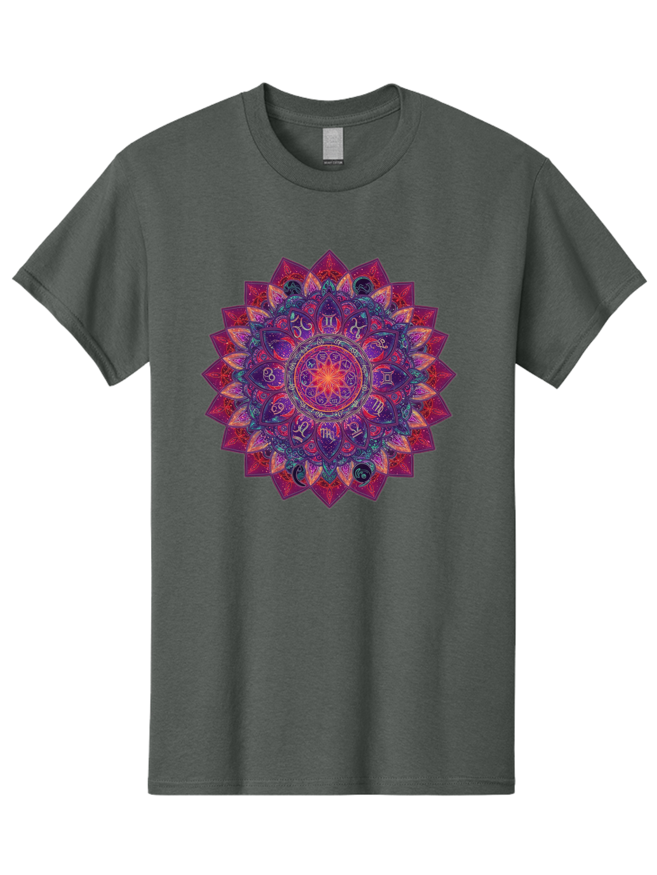 Zodiac-Mandala-2 Men'S Graphic Tee, 100% Cotton, Comfortable Casual Summer Wear, Machine Washable, Zodiac Signs, Astrology Symbols, Mandala Art, Spiritual Design, Mystical Patterns, Colorful Mandala, Intricate Details, Symbolic Representation, Bae339 14