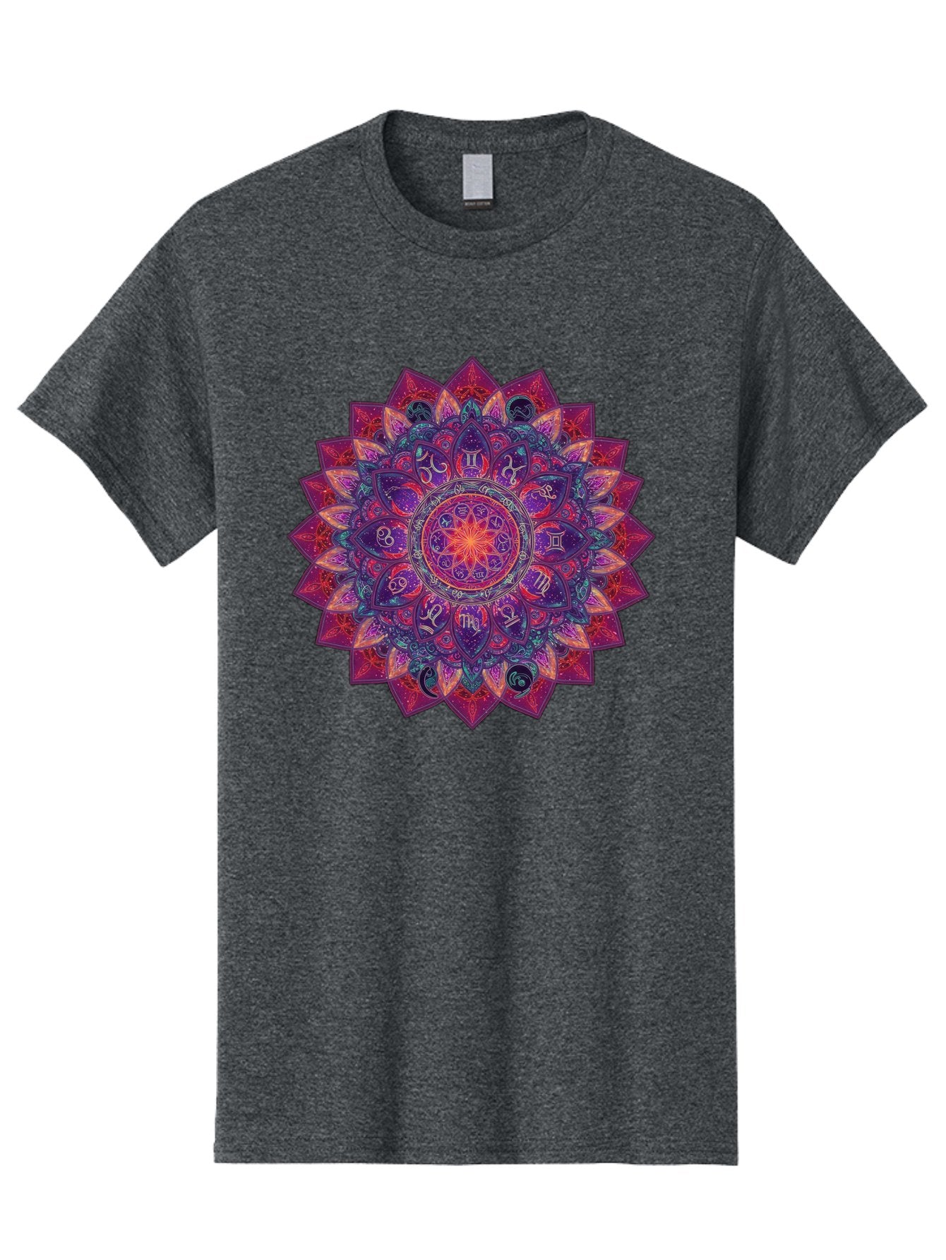 Zodiac-Mandala-2 Men'S Graphic Tee, 100% Cotton, Comfortable Casual Summer Wear, Machine Washable, Zodiac Signs, Astrology Symbols, Mandala Art, Spiritual Design, Mystical Patterns, Colorful Mandala, Intricate Details, Symbolic Representation, Bae339 8