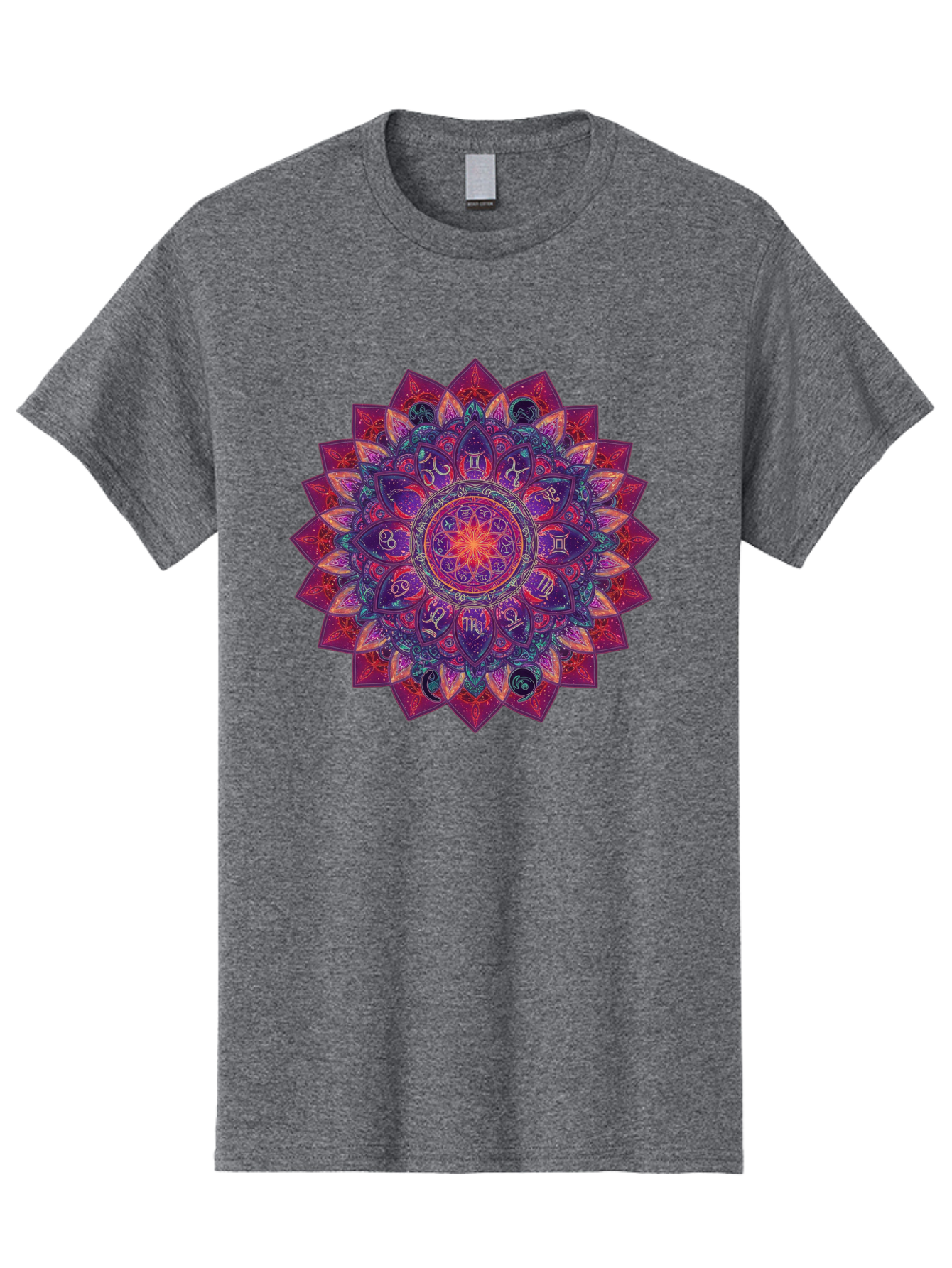 Zodiac-Mandala-2 Men'S Graphic Tee, 100% Cotton, Comfortable Casual Summer Wear, Machine Washable, Zodiac Signs, Astrology Symbols, Mandala Art, Spiritual Design, Mystical Patterns, Colorful Mandala, Intricate Details, Symbolic Representation, Bae339 8