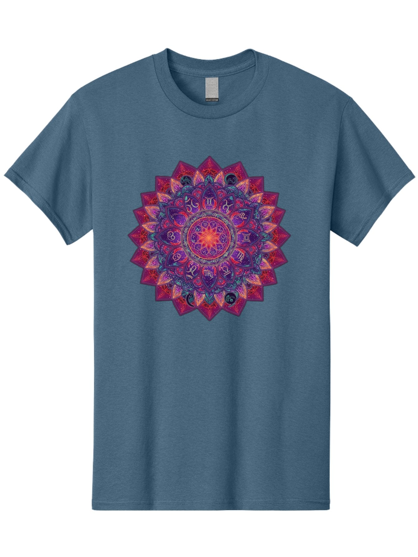 Zodiac-Mandala-2 Men'S Graphic Tee, 100% Cotton, Comfortable Casual Summer Wear, Machine Washable, Zodiac Signs, Astrology Symbols, Mandala Art, Spiritual Design, Mystical Patterns, Colorful Mandala, Intricate Details, Symbolic Representation, Bae339 9