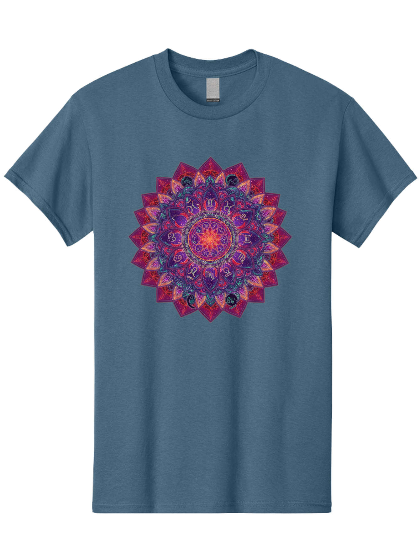 Zodiac-Mandala-2 Men'S Graphic Tee, 100% Cotton, Comfortable Casual Summer Wear, Machine Washable, Zodiac Signs, Astrology Symbols, Mandala Art, Spiritual Design, Mystical Patterns, Colorful Mandala, Intricate Details, Symbolic Representation, Bae339 5