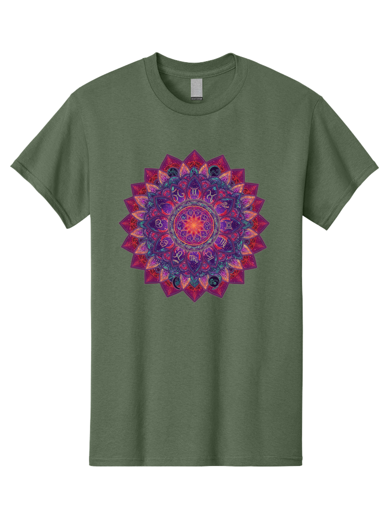 Zodiac-Mandala-2 Men'S Graphic Tee, 100% Cotton, Comfortable Casual Summer Wear, Machine Washable, Zodiac Signs, Astrology Symbols, Mandala Art, Spiritual Design, Mystical Patterns, Colorful Mandala, Intricate Details, Symbolic Representation, Bae339