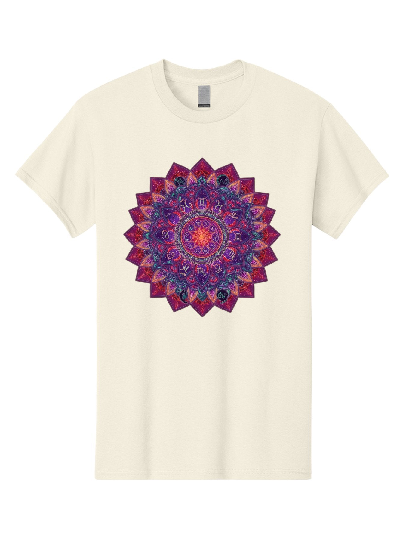 Zodiac-Mandala-2 Men'S Graphic Tee, 100% Cotton, Comfortable Casual Summer Wear, Machine Washable, Zodiac Signs, Astrology Symbols, Mandala Art, Spiritual Design, Mystical Patterns, Colorful Mandala, Intricate Details, Symbolic Representation, Bae339 14