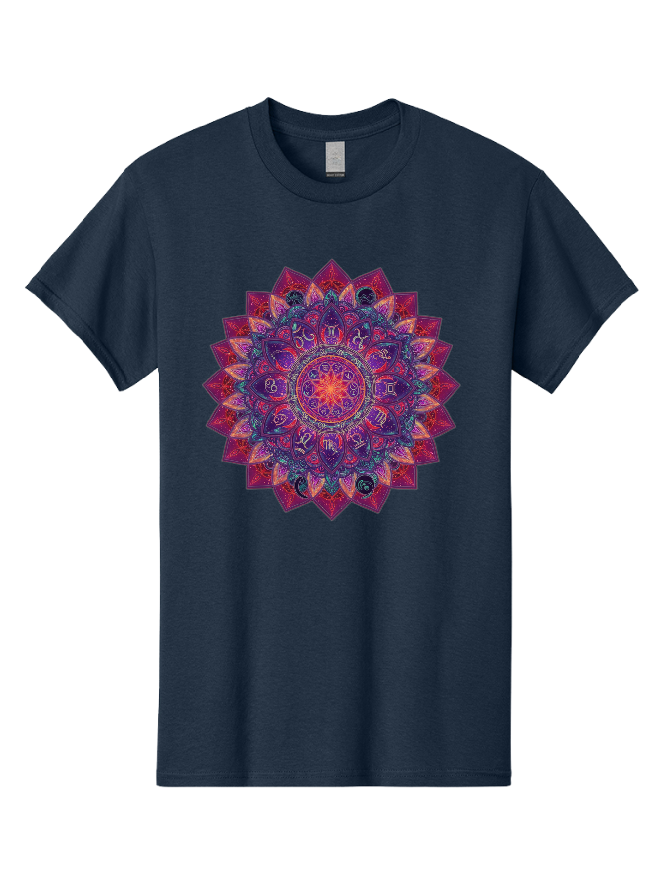 Zodiac-Mandala-2 Men'S Graphic Tee, 100% Cotton, Comfortable Casual Summer Wear, Machine Washable, Zodiac Signs, Astrology Symbols, Mandala Art, Spiritual Design, Mystical Patterns, Colorful Mandala, Intricate Details, Symbolic Representation, Bae339 7