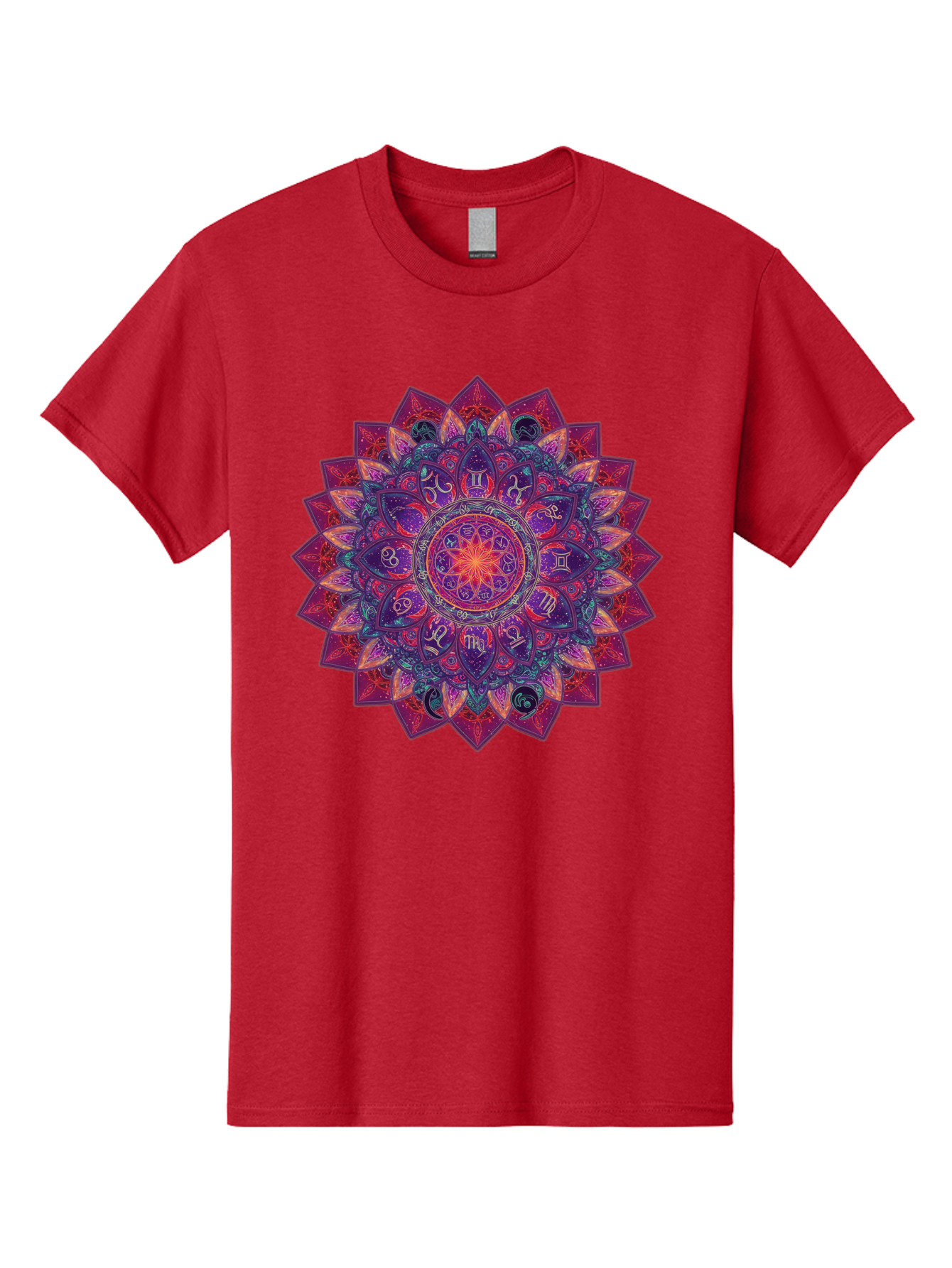 Zodiac-Mandala-2 Men'S Graphic Tee, 100% Cotton, Comfortable Casual Summer Wear, Machine Washable, Zodiac Signs, Astrology Symbols, Mandala Art, Spiritual Design, Mystical Patterns, Colorful Mandala, Intricate Details, Symbolic Representation, Bae339 12