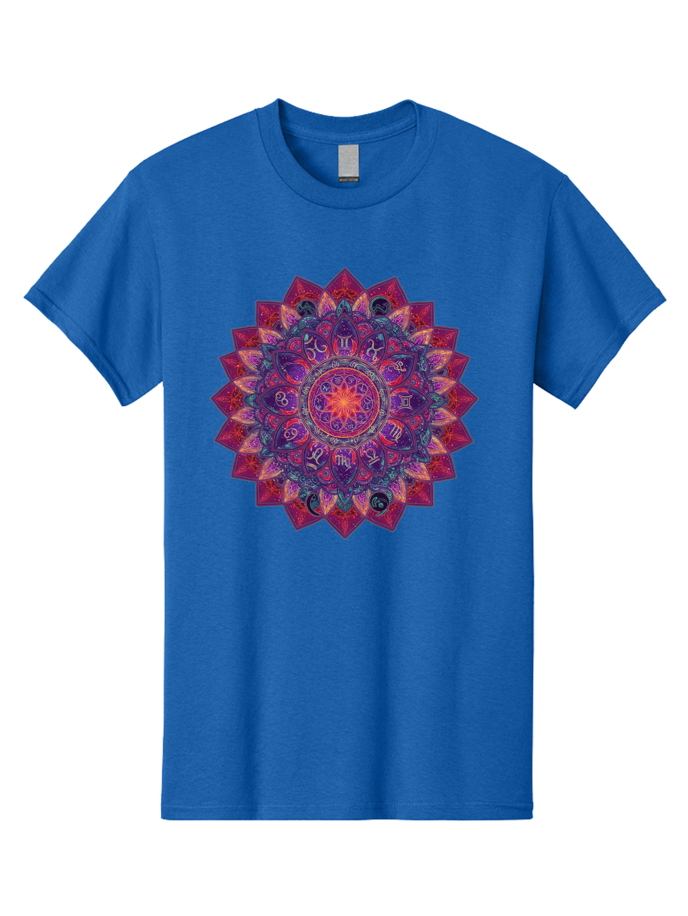 Zodiac-Mandala-2 Men'S Graphic Tee, 100% Cotton, Comfortable Casual Summer Wear, Machine Washable, Zodiac Signs, Astrology Symbols, Mandala Art, Spiritual Design, Mystical Patterns, Colorful Mandala, Intricate Details, Symbolic Representation, Bae339 3