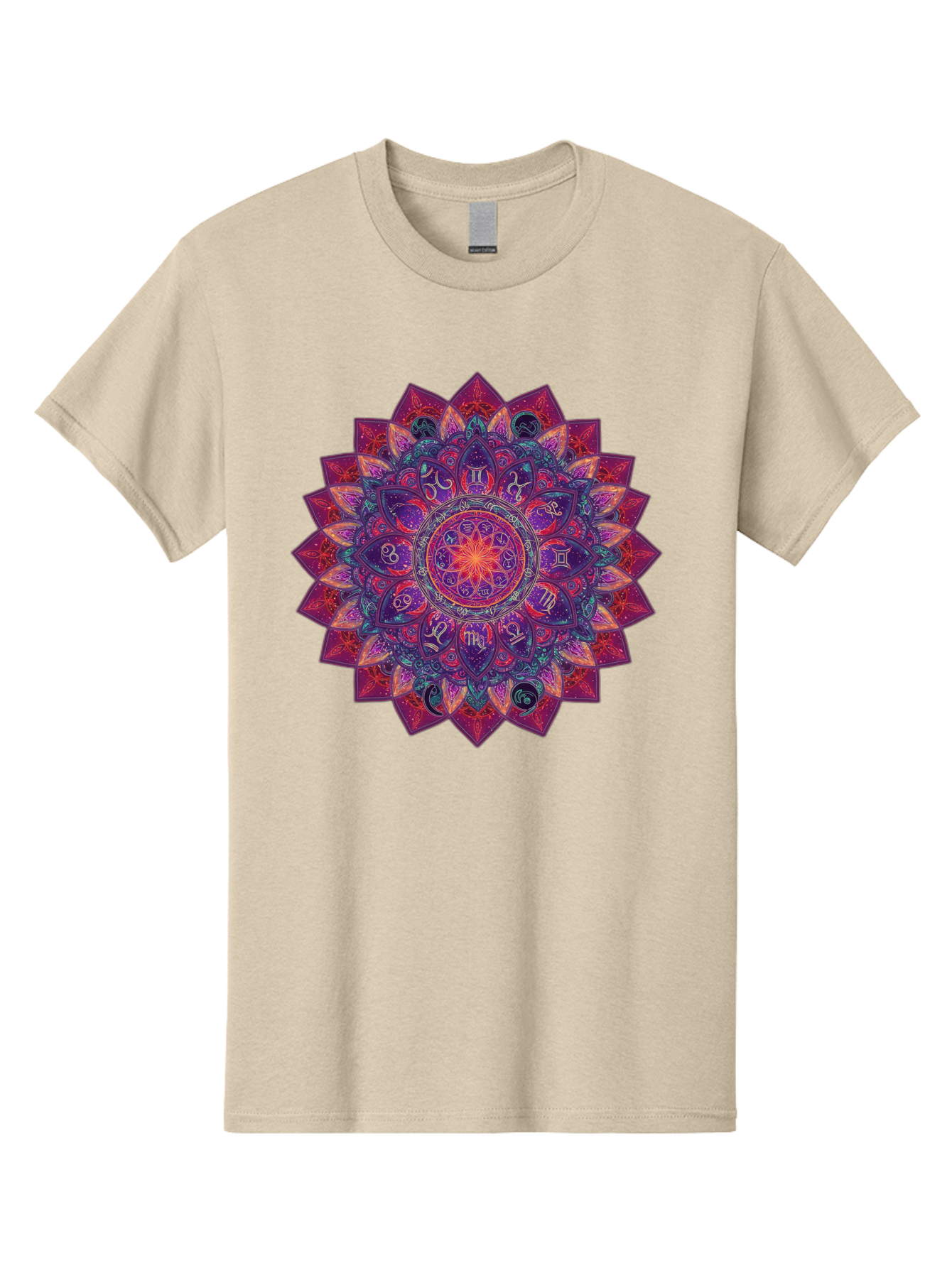 Zodiac-Mandala-2 Men'S Graphic Tee, 100% Cotton, Comfortable Casual Summer Wear, Machine Washable, Zodiac Signs, Astrology Symbols, Mandala Art, Spiritual Design, Mystical Patterns, Colorful Mandala, Intricate Details, Symbolic Representation, Bae339 11