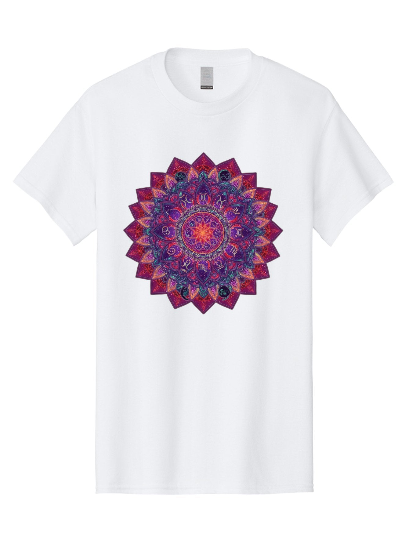 Zodiac-Mandala-2 Men'S Graphic Tee, 100% Cotton, Comfortable Casual Summer Wear, Machine Washable, Zodiac Signs, Astrology Symbols, Mandala Art, Spiritual Design, Mystical Patterns, Colorful Mandala, Intricate Details, Symbolic Representation, Bae339 13