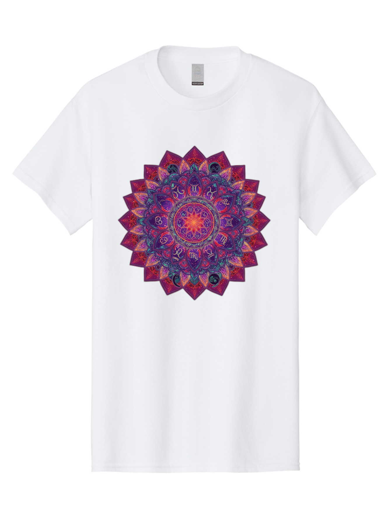 Zodiac-Mandala-2 Men'S Graphic Tee, 100% Cotton, Comfortable Casual Summer Wear, Machine Washable, Zodiac Signs, Astrology Symbols, Mandala Art, Spiritual Design, Mystical Patterns, Colorful Mandala, Intricate Details, Symbolic Representation, Bae339 15