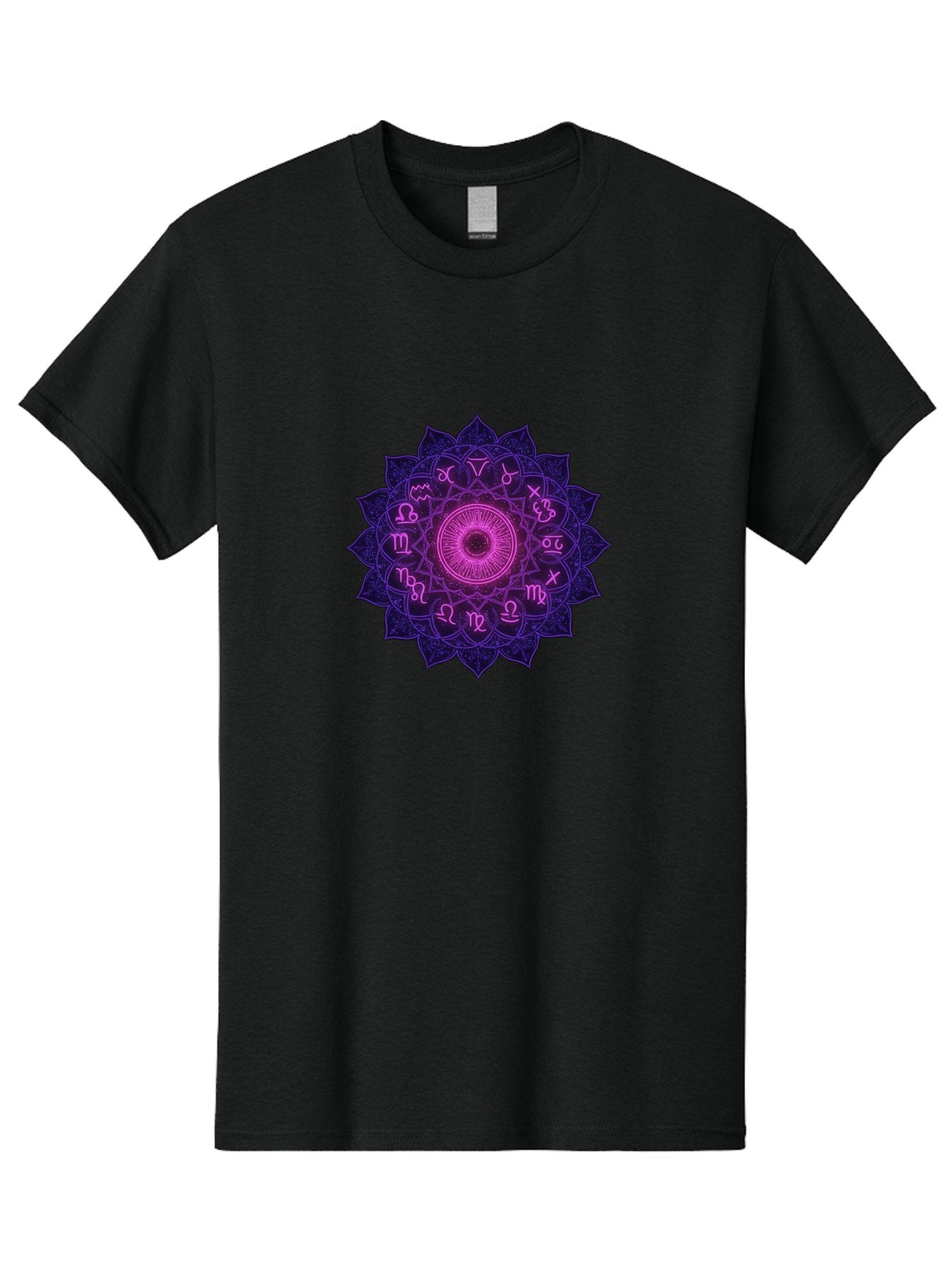 Zodiac-Mandala Men'S Graphic Tee, 100% Cotton, Comfortable Casual Summer Wear, Machine Washable, Zodiac Signs, Astrology Symbols, Mystical Art, Spiritual Design, Mandala Pattern, Purple And Pink Hues, Symbolic Representation, Horoscope Signs Bae340 14
