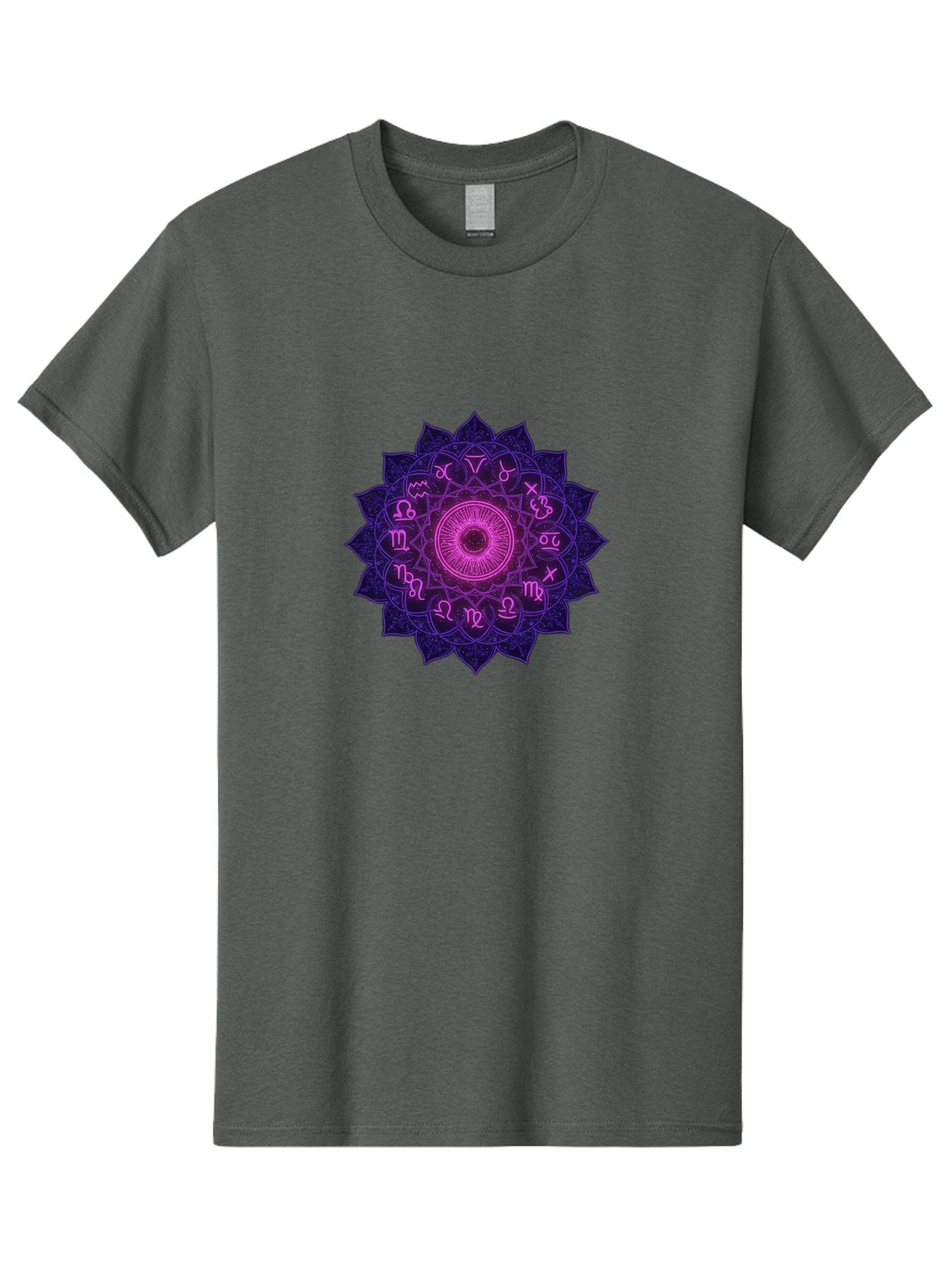 Zodiac-Mandala Men'S Graphic Tee, 100% Cotton, Comfortable Casual Summer Wear, Machine Washable, Zodiac Signs, Astrology Symbols, Mystical Art, Spiritual Design, Mandala Pattern, Purple And Pink Hues, Symbolic Representation, Horoscope Signs Bae340 11