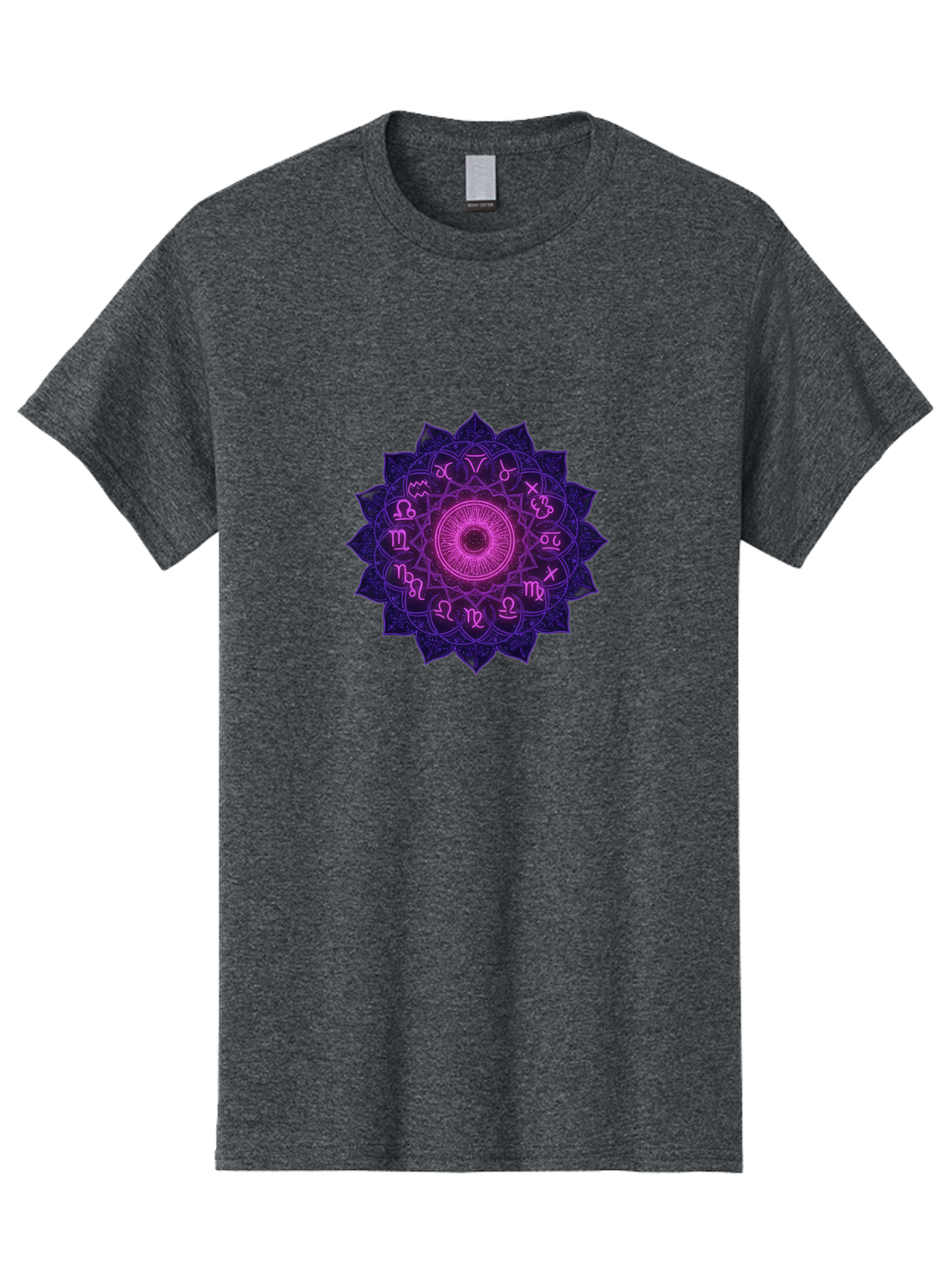 Zodiac-Mandala Men'S Graphic Tee, 100% Cotton, Comfortable Casual Summer Wear, Machine Washable, Zodiac Signs, Astrology Symbols, Mystical Art, Spiritual Design, Mandala Pattern, Purple And Pink Hues, Symbolic Representation, Horoscope Signs Bae340 6