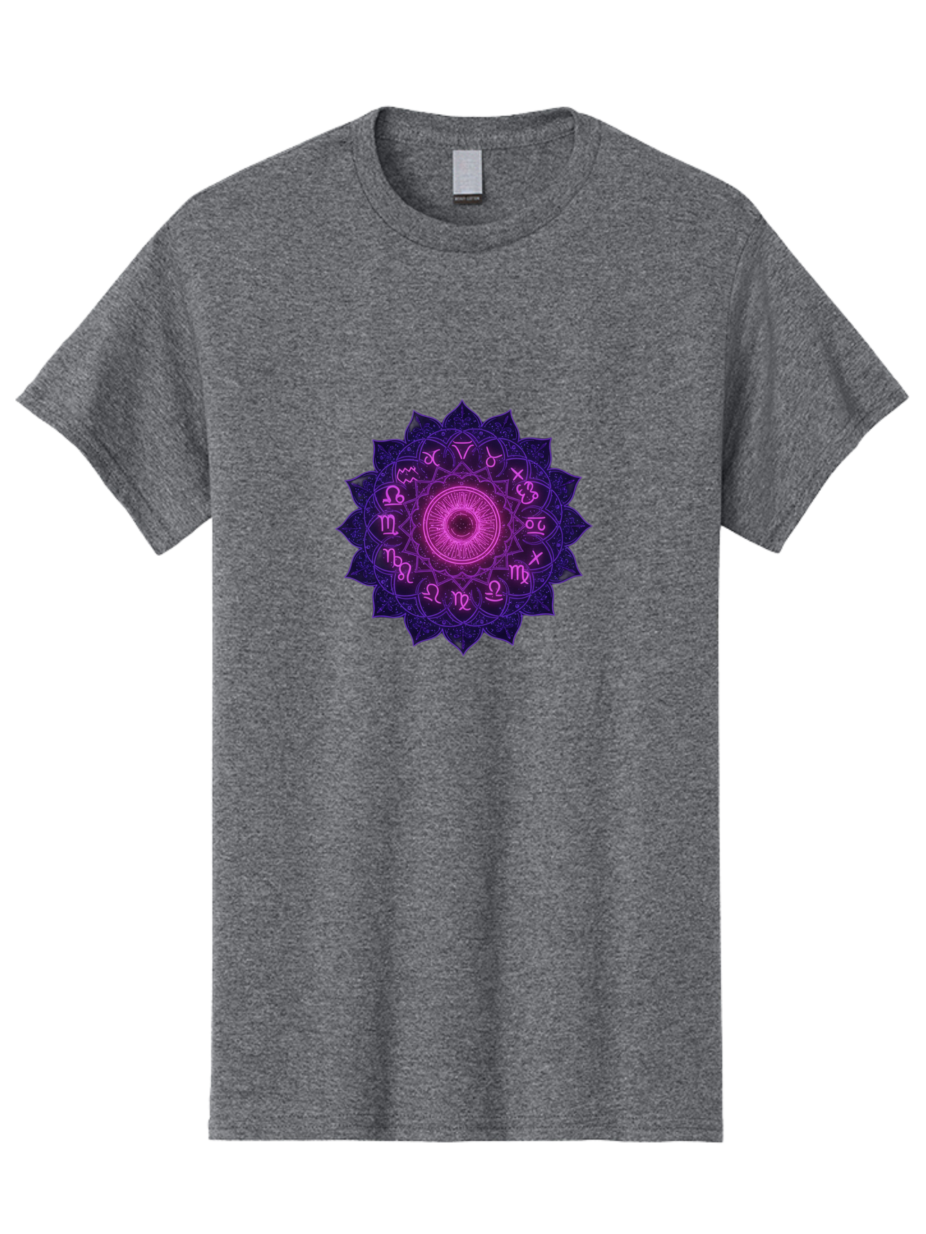 Zodiac-Mandala Men'S Graphic Tee, 100% Cotton, Comfortable Casual Summer Wear, Machine Washable, Zodiac Signs, Astrology Symbols, Mystical Art, Spiritual Design, Mandala Pattern, Purple And Pink Hues, Symbolic Representation, Horoscope Signs Bae340 9