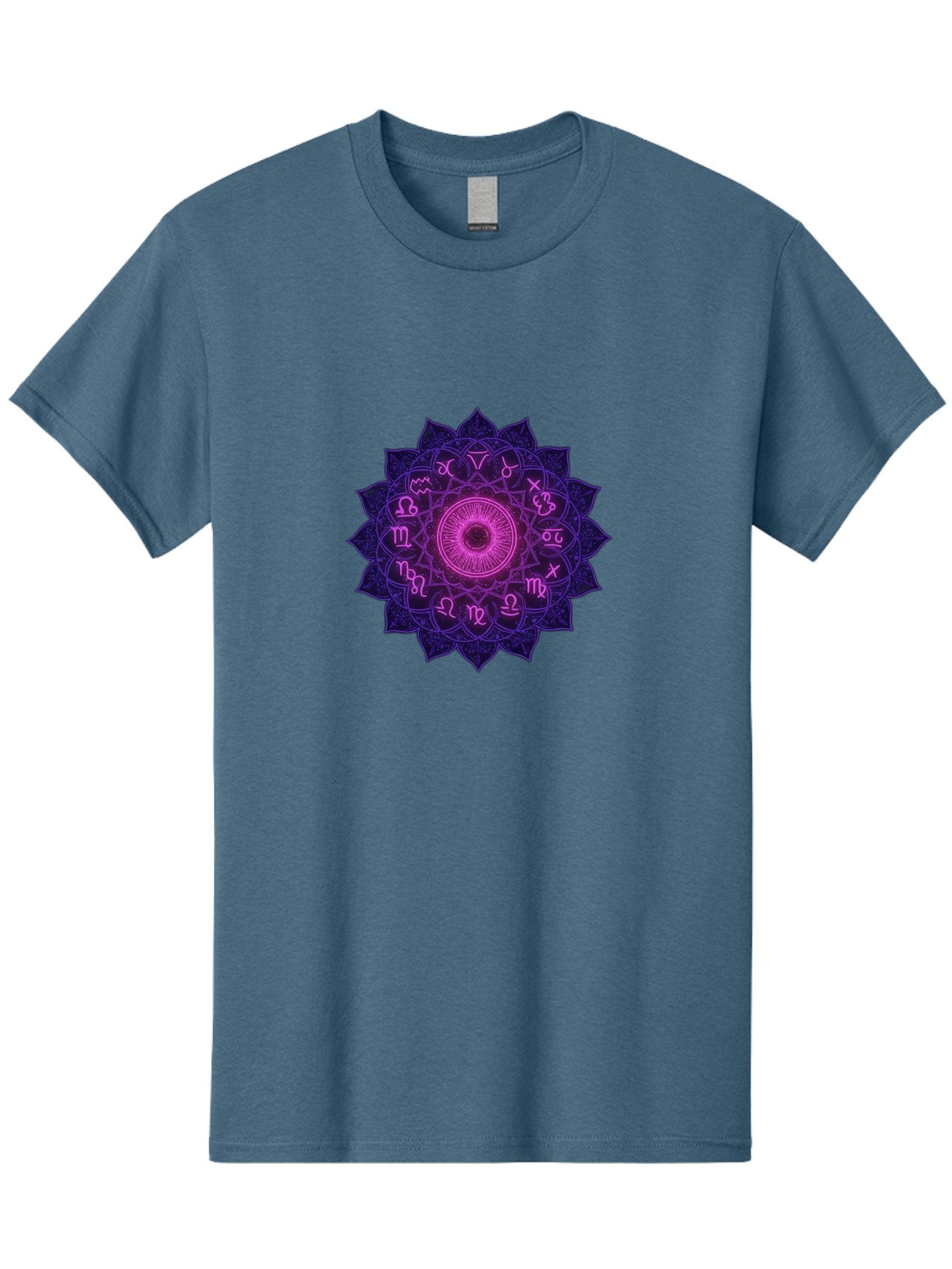 Zodiac-Mandala Men'S Graphic Tee, 100% Cotton, Comfortable Casual Summer Wear, Machine Washable, Zodiac Signs, Astrology Symbols, Mystical Art, Spiritual Design, Mandala Pattern, Purple And Pink Hues, Symbolic Representation, Horoscope Signs Bae340 13
