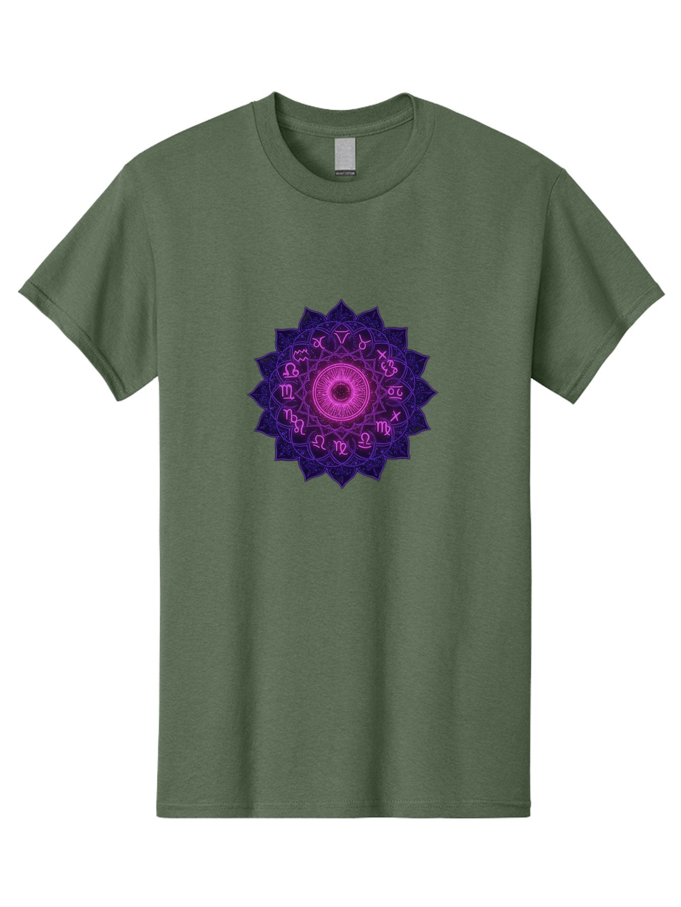 Zodiac-Mandala Men'S Graphic Tee, 100% Cotton, Comfortable Casual Summer Wear, Machine Washable, Zodiac Signs, Astrology Symbols, Mystical Art, Spiritual Design, Mandala Pattern, Purple And Pink Hues, Symbolic Representation, Horoscope Signs Bae340 6