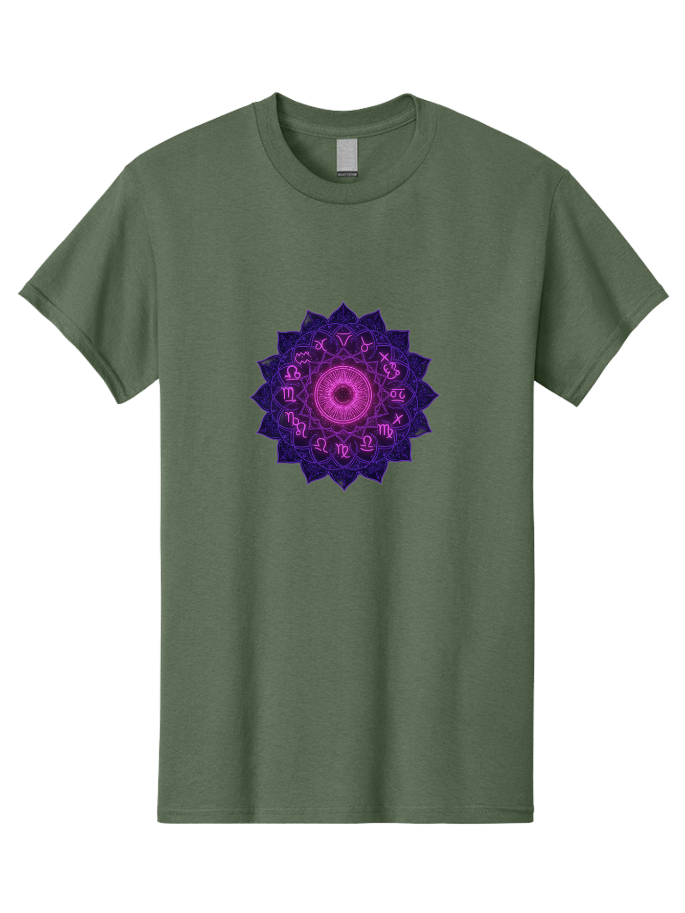 Zodiac-Mandala Men'S Graphic Tee, 100% Cotton, Comfortable Casual Summer Wear, Machine Washable, Zodiac Signs, Astrology Symbols, Mystical Art, Spiritual Design, Mandala Pattern, Purple And Pink Hues, Symbolic Representation, Horoscope Signs Bae340 7