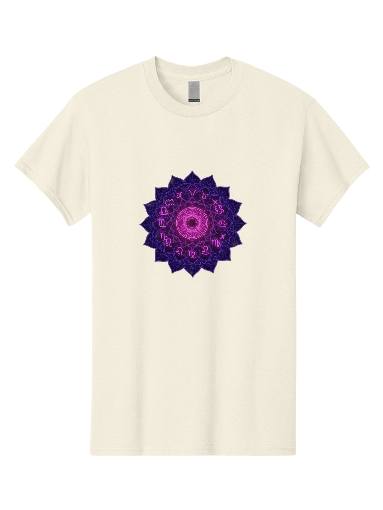 Zodiac-Mandala Men'S Graphic Tee, 100% Cotton, Comfortable Casual Summer Wear, Machine Washable, Zodiac Signs, Astrology Symbols, Mystical Art, Spiritual Design, Mandala Pattern, Purple And Pink Hues, Symbolic Representation, Horoscope Signs Bae340 9