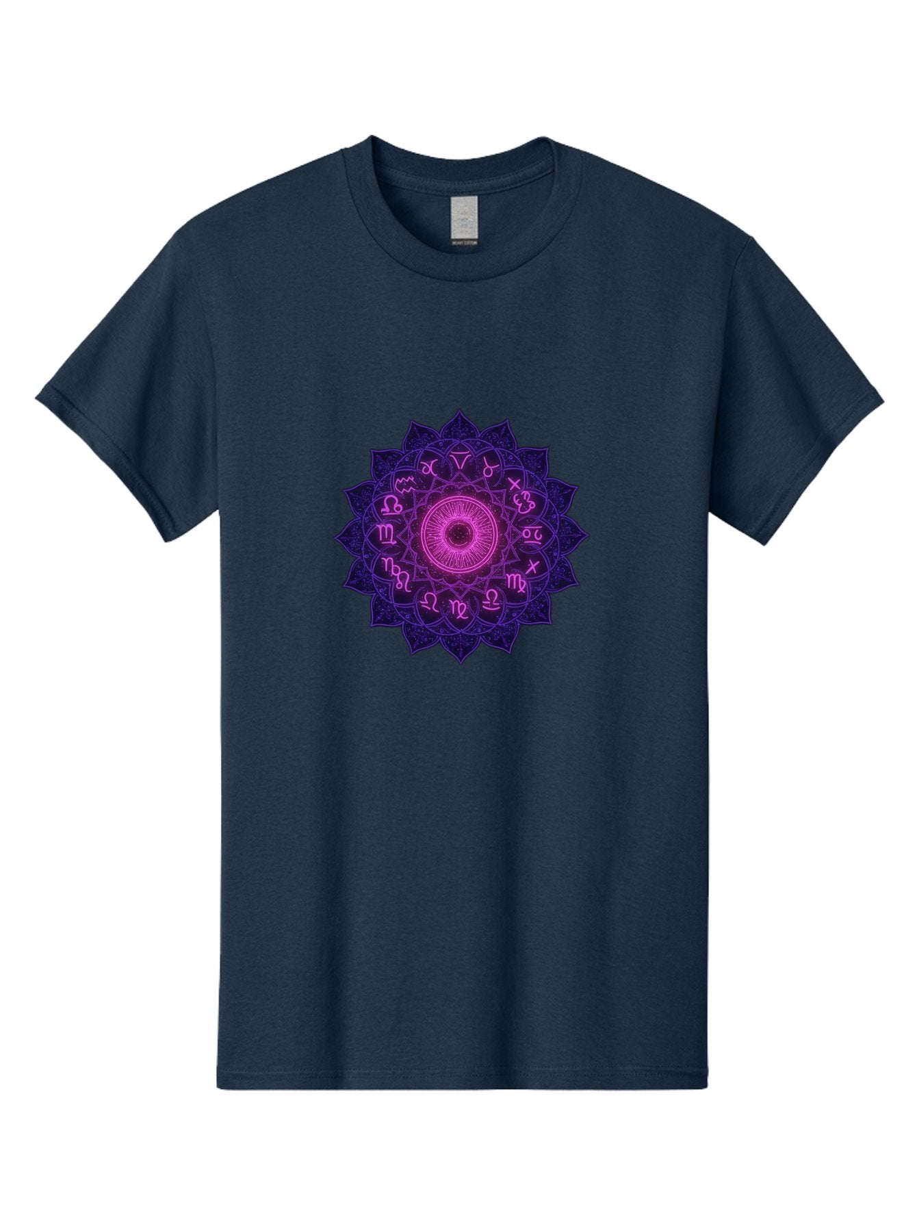 Zodiac-Mandala Men'S Graphic Tee, 100% Cotton, Comfortable Casual Summer Wear, Machine Washable, Zodiac Signs, Astrology Symbols, Mystical Art, Spiritual Design, Mandala Pattern, Purple And Pink Hues, Symbolic Representation, Horoscope Signs Bae340 7