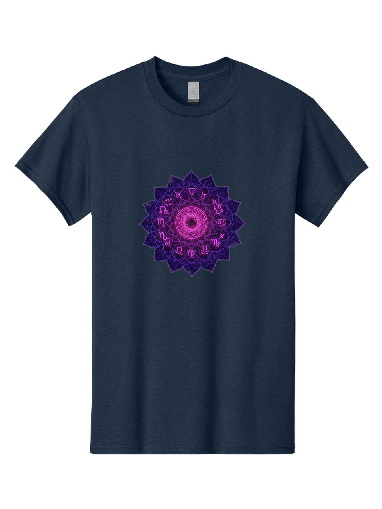 Zodiac-Mandala Men'S Graphic Tee, 100% Cotton, Comfortable Casual Summer Wear, Machine Washable, Zodiac Signs, Astrology Symbols, Mystical Art, Spiritual Design, Mandala Pattern, Purple And Pink Hues, Symbolic Representation, Horoscope Signs Bae340 13