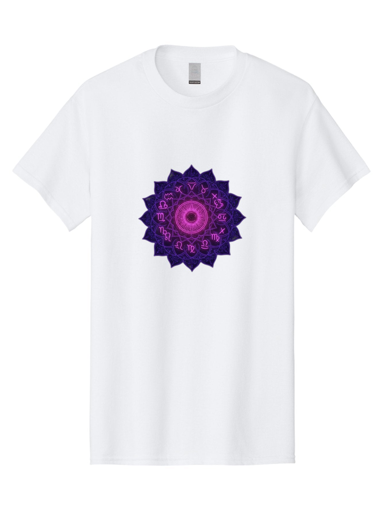 Zodiac-Mandala Men'S Graphic Tee, 100% Cotton, Comfortable Casual Summer Wear, Machine Washable, Zodiac Signs, Astrology Symbols, Mystical Art, Spiritual Design, Mandala Pattern, Purple And Pink Hues, Symbolic Representation, Horoscope Signs Bae340 15